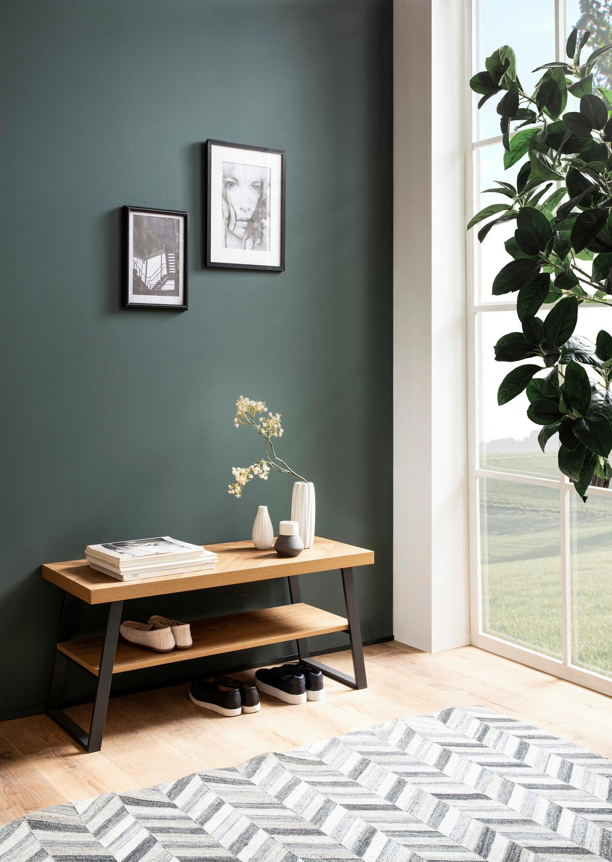 Schuhbank Eichefarben, Schwarz, 100 cm - Eichefarben/Schwarz, Design, Holzwerkstoff (100/41/40cm) - MID.YOU