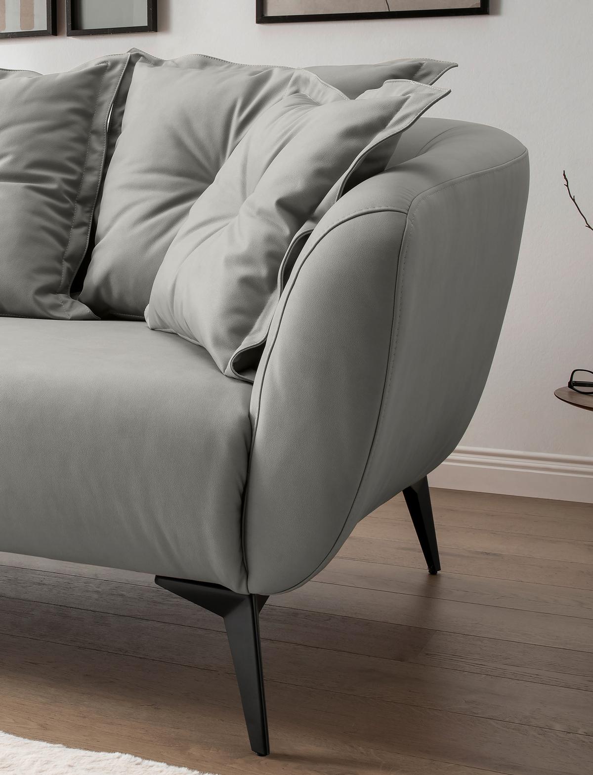 Ecksofa Baggio Grau S: 162x277 cm - Schwarz/Grau, MODERN, Textil (162/277cm) - Livetastic