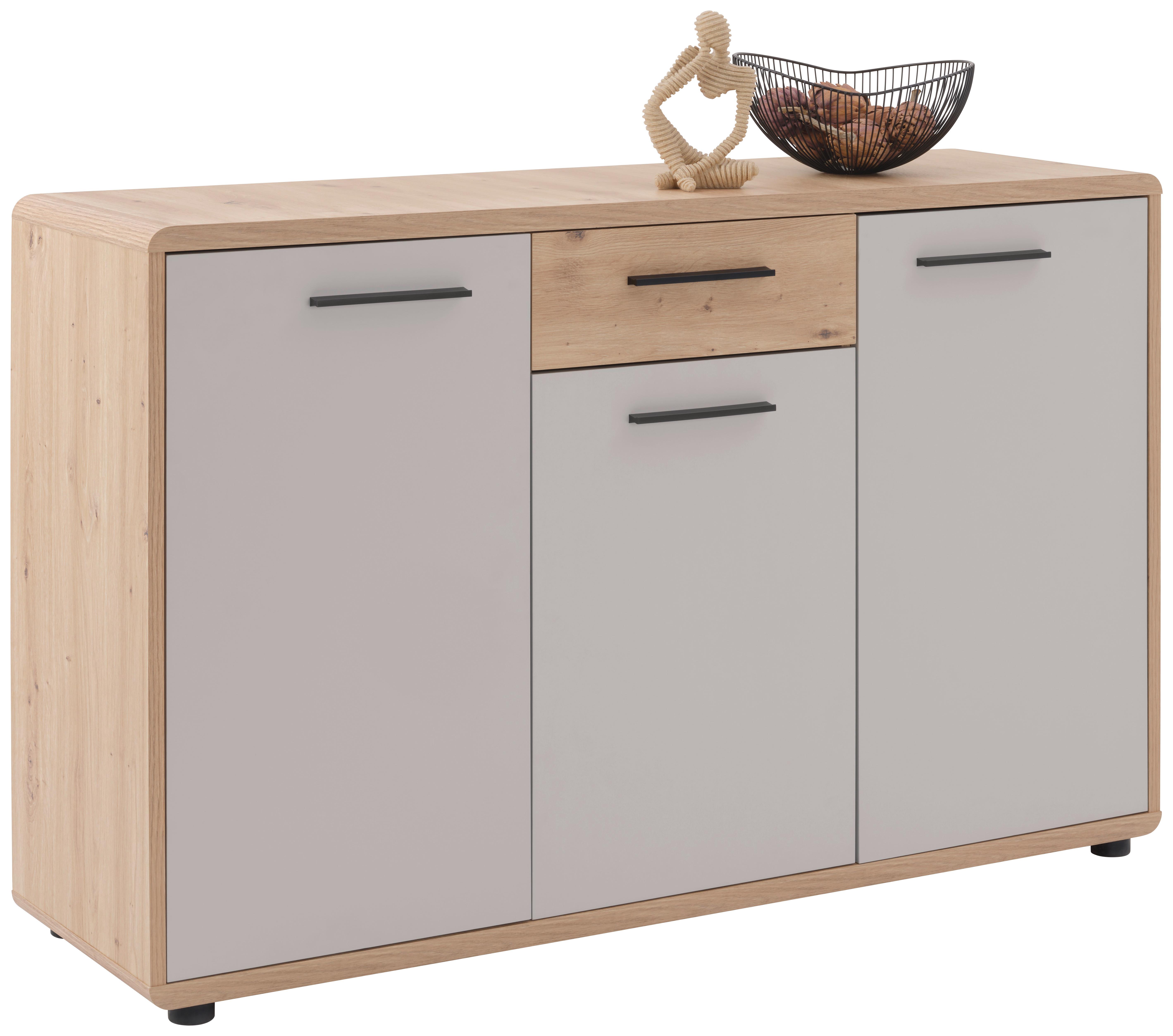 KOMODA FONTANA PLUS - kašmírová/dub artisan, Moderní, kompozitní dřevo/plast (132/87/40cm)