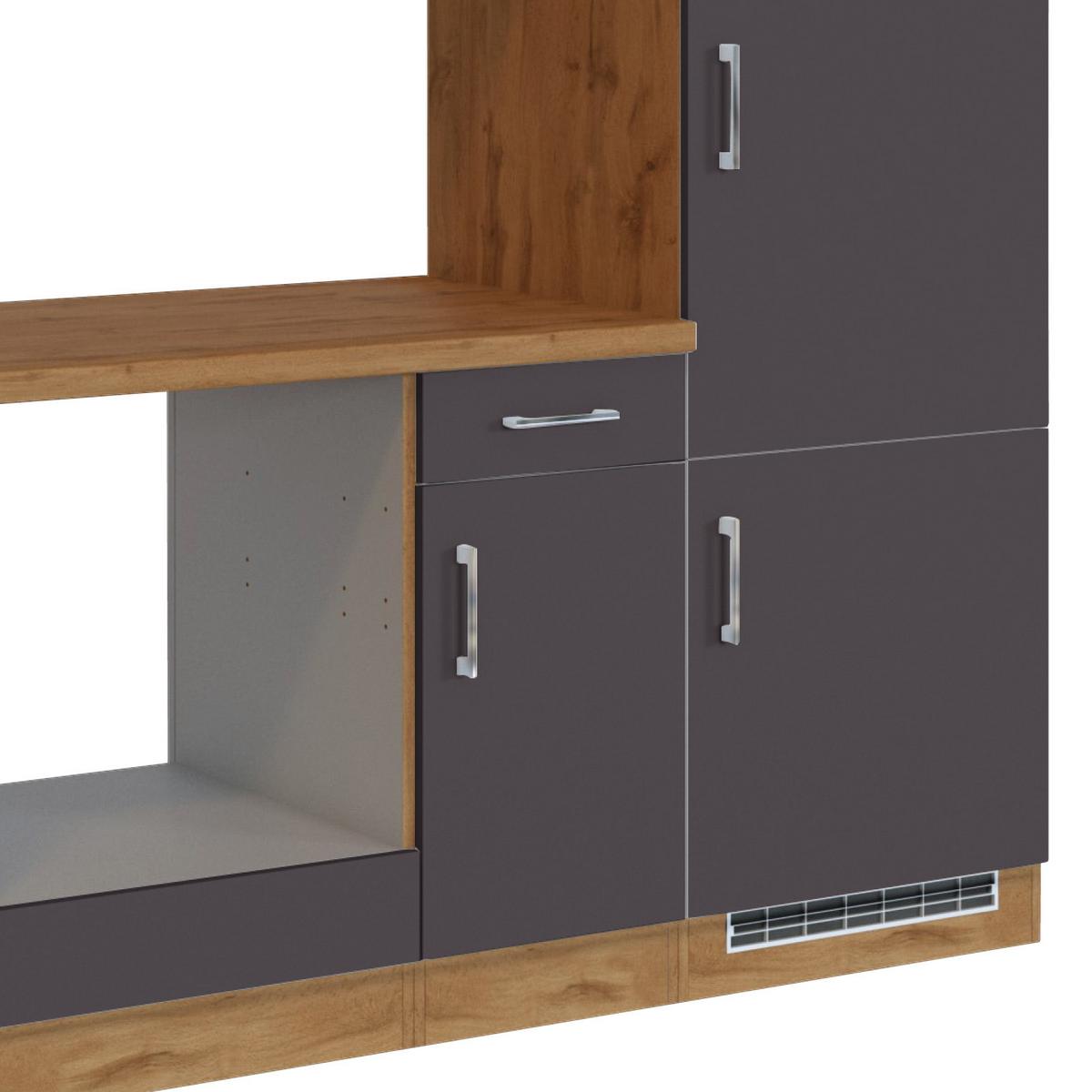 Küchenzeile Sorrento ohne Geräte B: 210 cm Anthrazit - Anthrazit/Eiche Wotan, MODERN, Holzwerkstoff (210cm) - Held