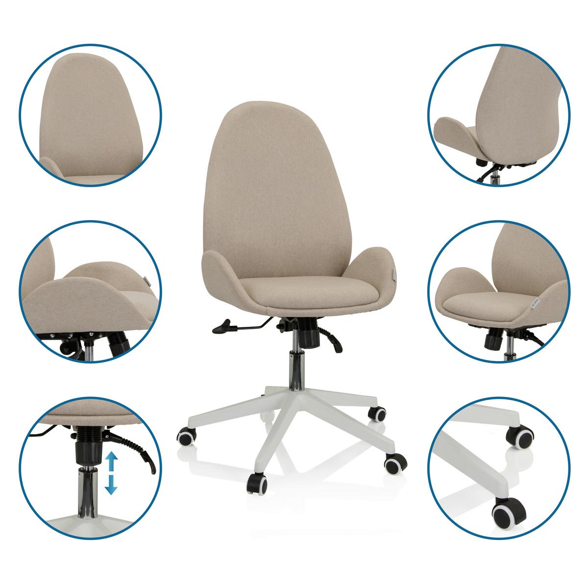 Drehstuhl Avea i mit Wippfunktion Beige - Beige/Weiß, Basics, Kunststoff/Textil (56/104/58cm) - MID.YOU