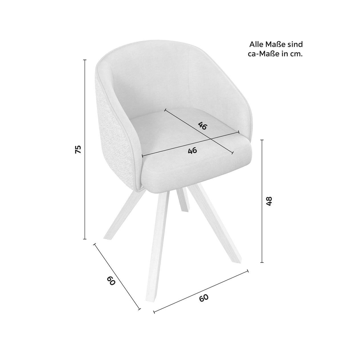 STOLIČKA S PODRÚČKAMI EMMIE - farba duba/taupe, Modern, drevo/textil (60/75/60cm) - Bessagi Home