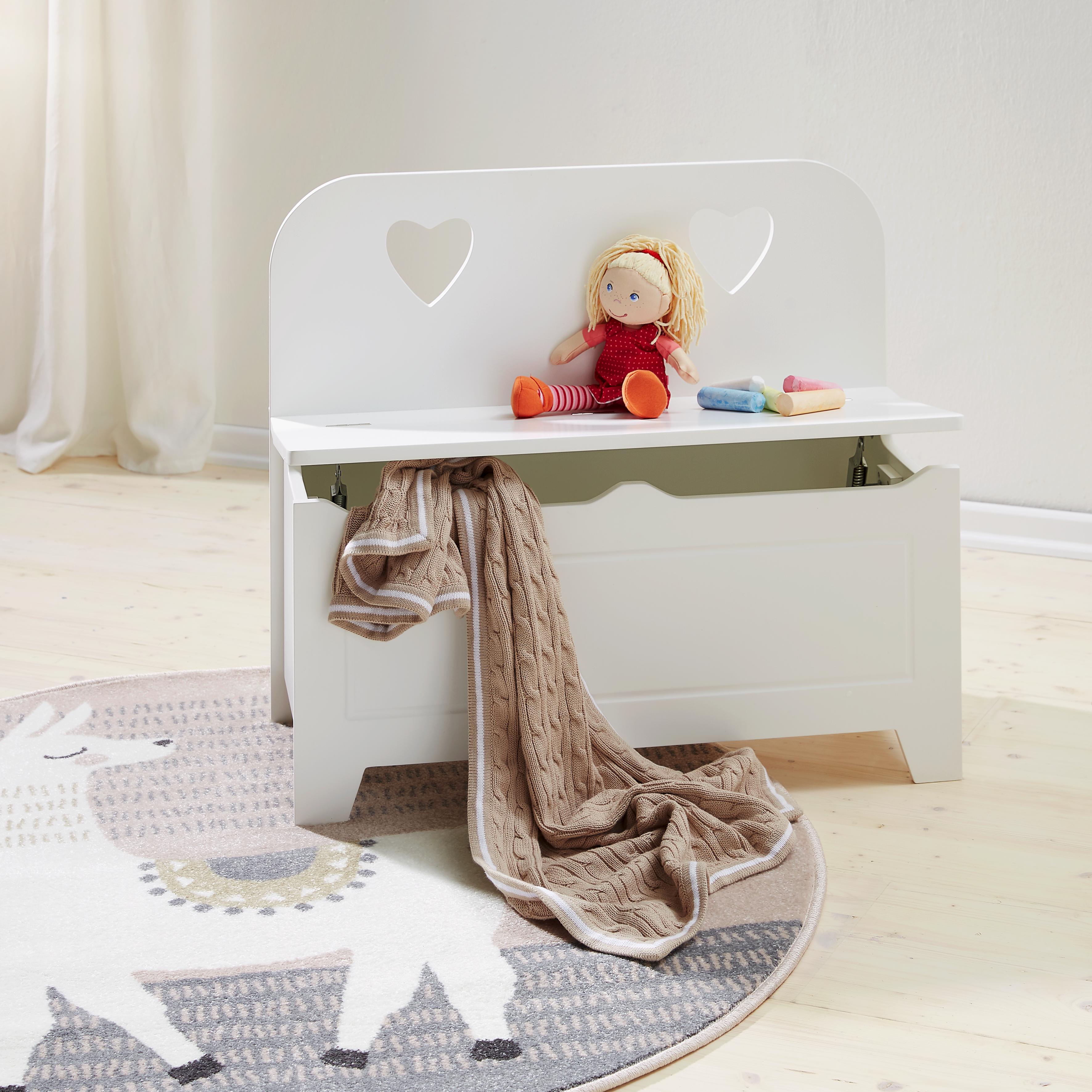 Weiße Kindersitzbank mit Stauraum kaufen