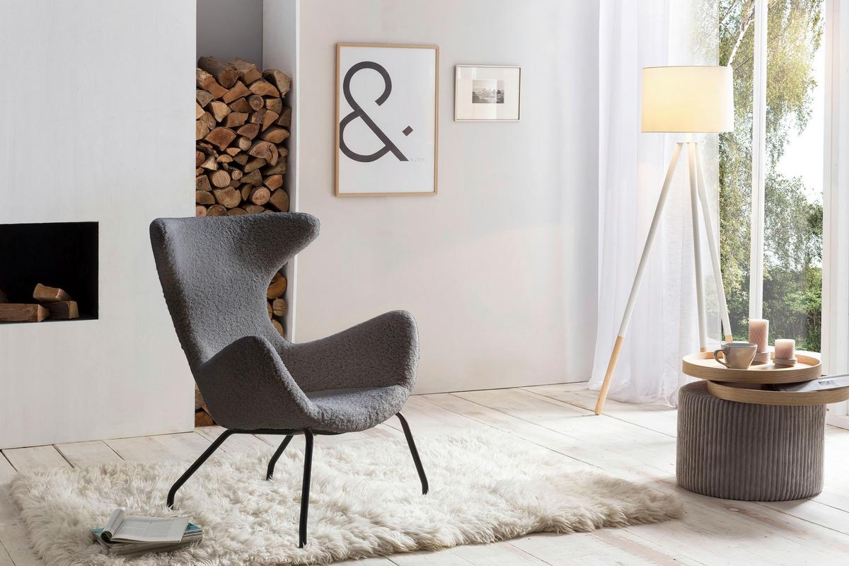 Odkládací stolek světle šedá - světle šedá, Design, kompozitní dřevo/textil (50/50/45cm) - Livetastic