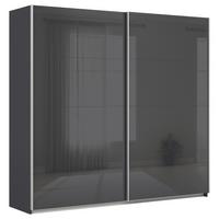 Tolóajtós Szekrény Feldkirch  225/210 Cm - magasfényű antracit/antracit, Modern, faalapú anyag/Üveg (225/210/62cm)