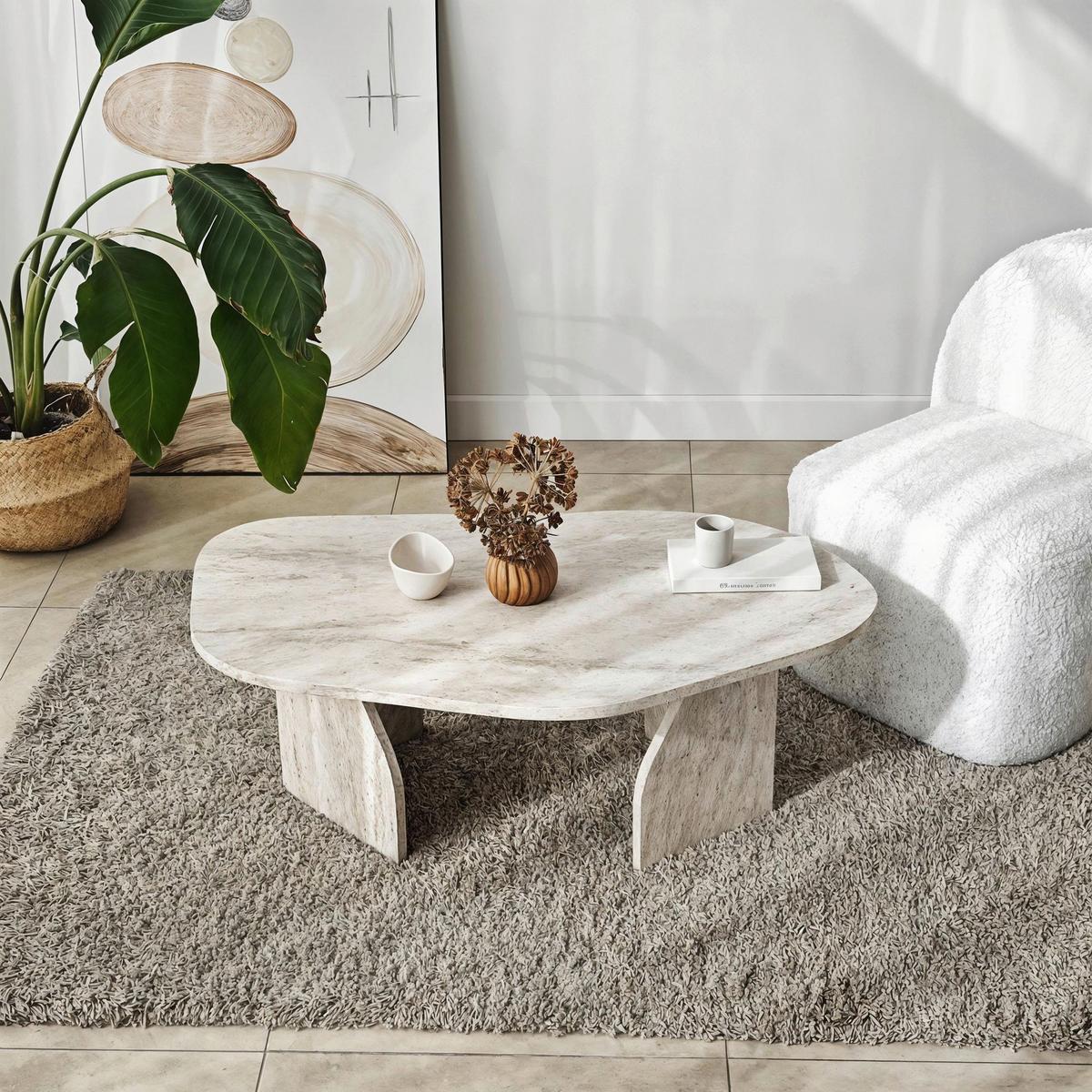 COUCHTISCH Travertine B: 100cm - Beige, MODERN, Holzwerkstoff (100/35/60cm)