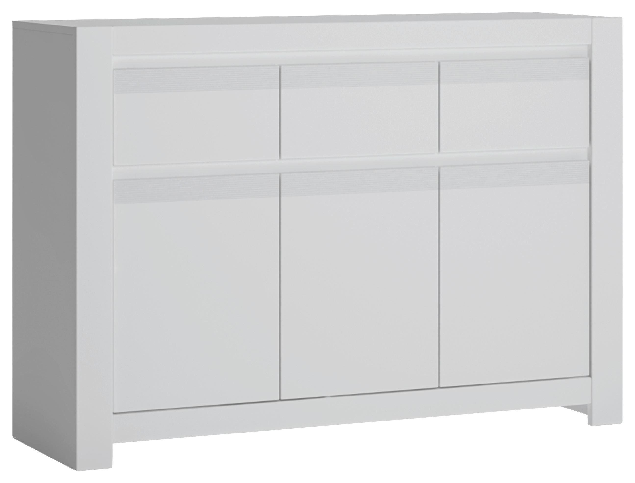 Komoda NOVI barva bílá - bílá/černá, Moderní, kompozitní dřevo/plast (130/92/42,2cm) - Premium Living