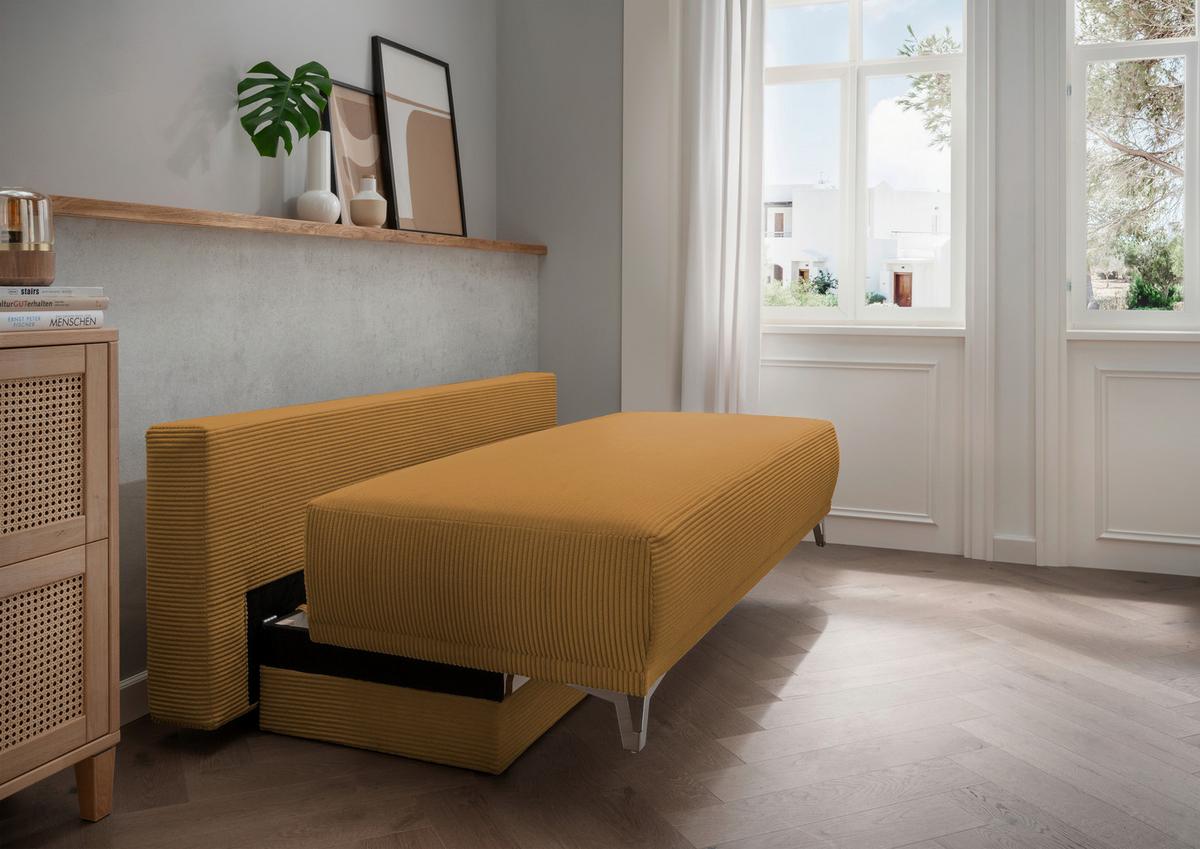 Schlafsofa Ari Goldfarben Cord, B: 198 Cm - Chromfarben/Goldfarben, MODERN, Textil (198/90/100cm) - Livetastic