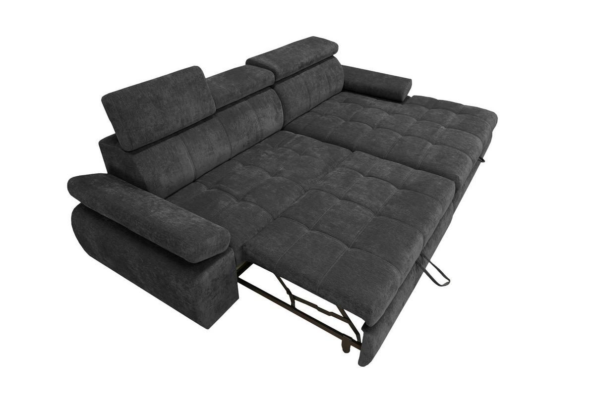 Rohová sedačka VEGAS, pravá, černá žinylka - černá, Design, dřevo/textil (294/173cm)