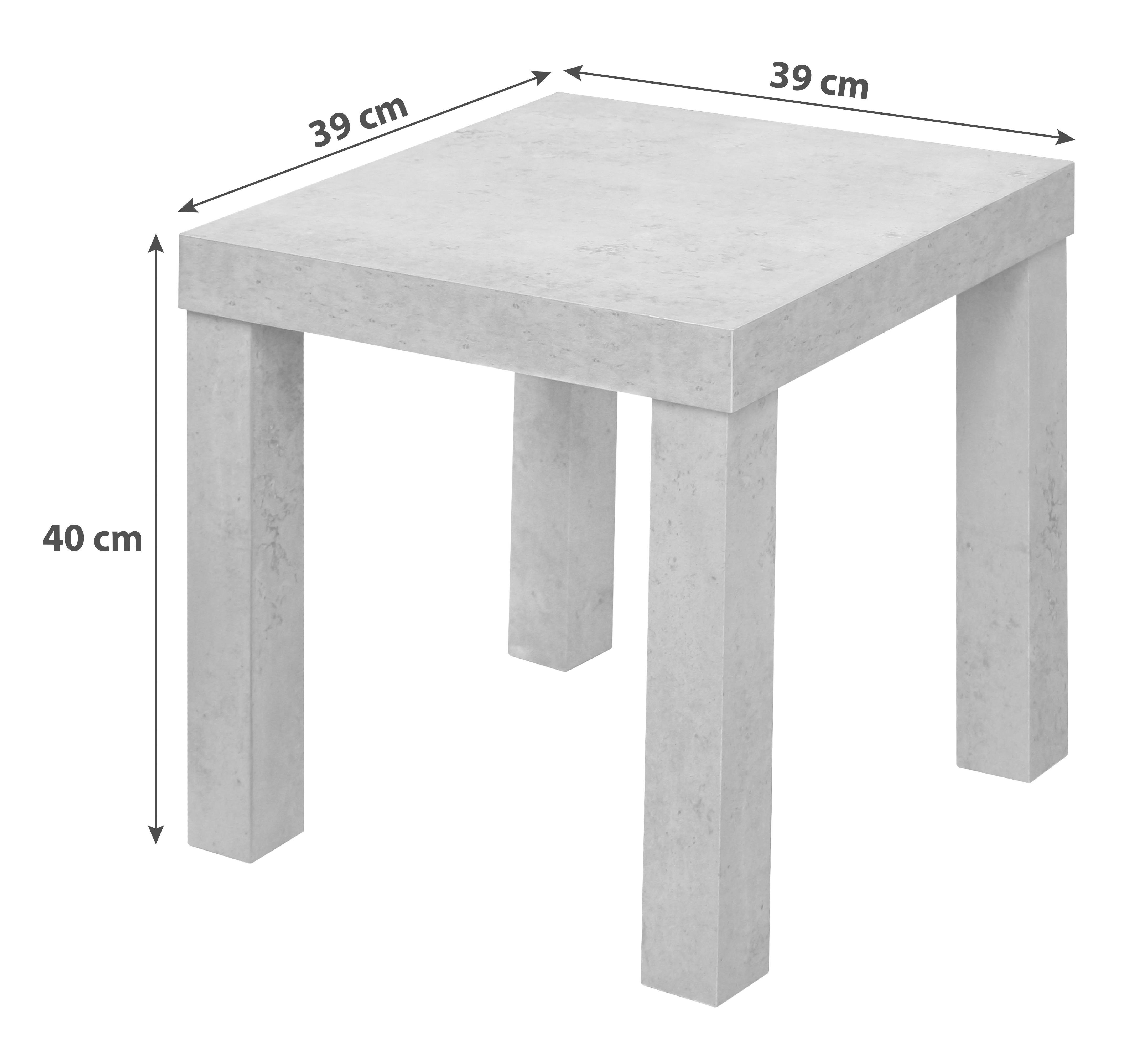 Beistelltisch Normen Betonoptik - Grau, MODERN, Holzwerkstoff (39/40/39cm)