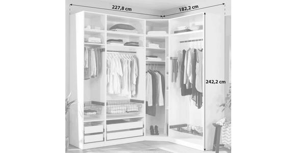 Offener Kleiderschrank Mit Laden 182 cm Unit Weiß - Weiß, MODERN, Holzwerkstoff (182,2/242,2/227,8cm) - Ondega