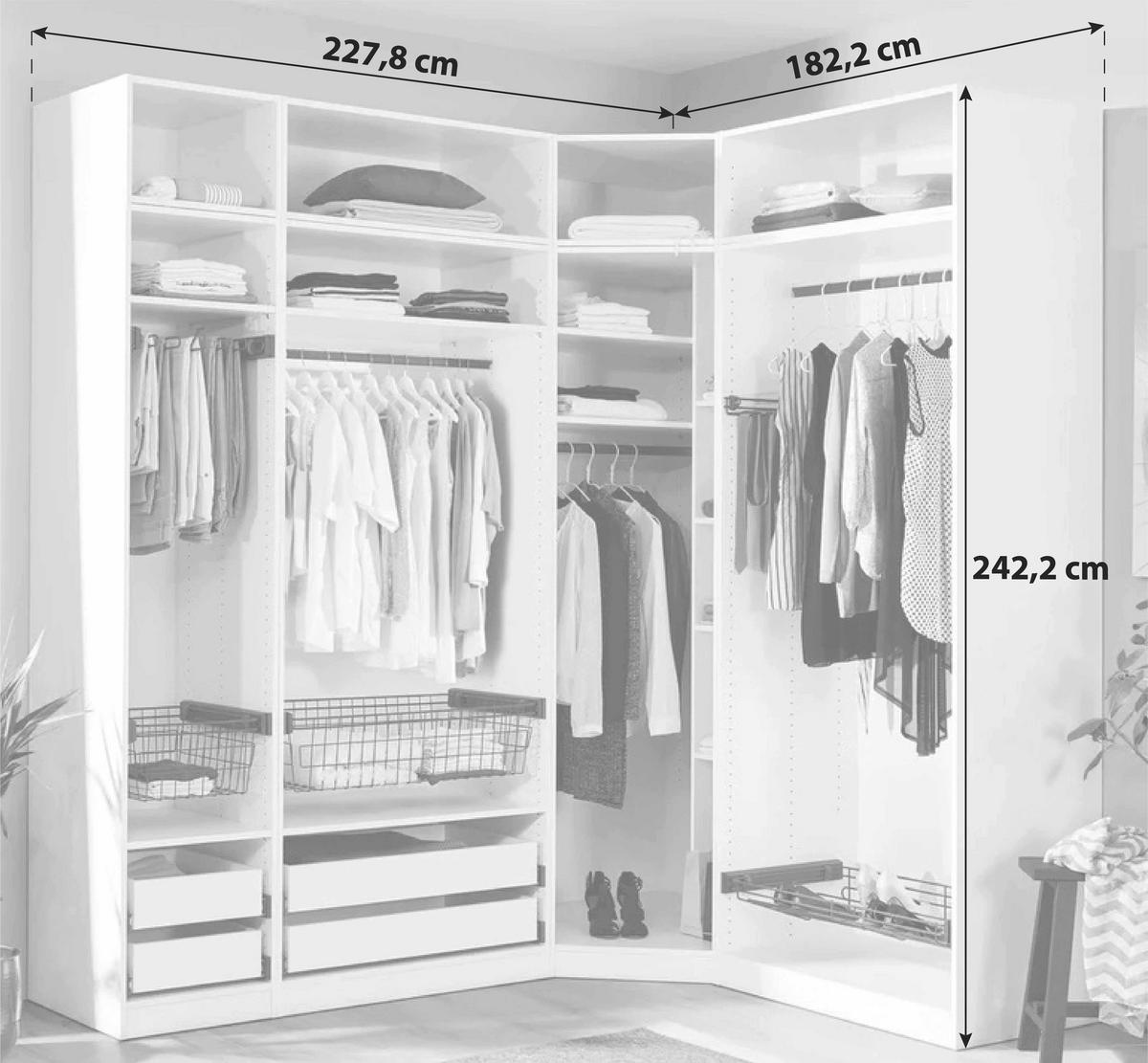 Offener Kleiderschrank 182 Cm Unit Weiß - Weiß, MODERN, Holzwerkstoff (182,2/242,2/227,8cm) - Ondega