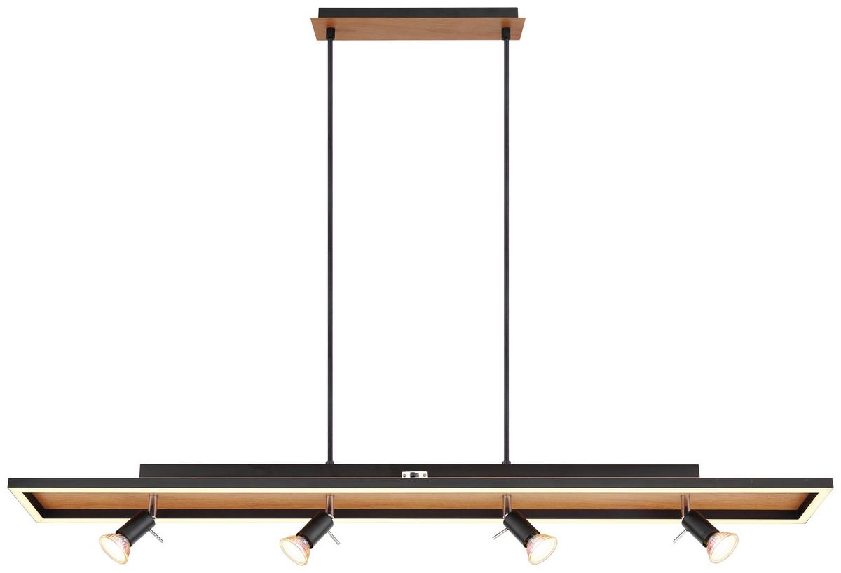 LED-Hängeleuchte H: 120 cm 5-Flammig mit Stufenschalter - Opal/Schwarz, Basics, Kunststoff/Metall (116/12/120cm) - Globo