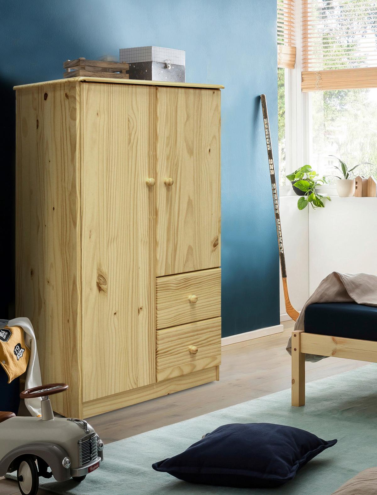 Kleiderschrank Naturfarben B: 80cm - Naturfarben, Natur, Holz (80/136/43cm) - Livetastic