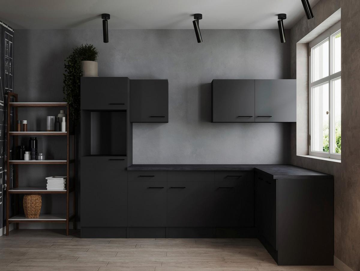 Eckküche Oliver Dunkelgrau S: 280x172cm - Dunkelgrau/Grau, Design, Holzwerkstoff (280/172cm) - Respekta