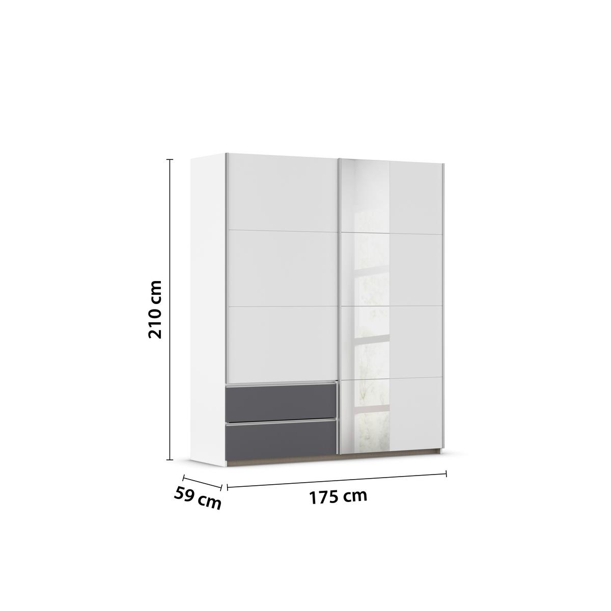 Schwebetürenschrank Stoke Grau Weiß B: 175 cm - Weiß/Grau, MODERN, Holzwerkstoff (175/210/59cm) - Rauch Möbel