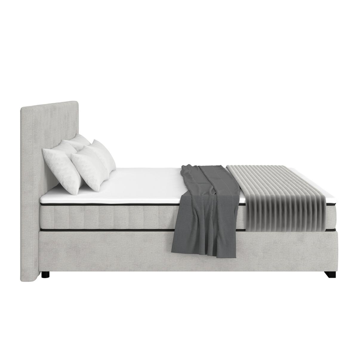Boxbett Maya inkl. Bettkasten Hellgrau 180x220 cm - Hellgrau/Schwarz, MODERN, Holz/Holzwerkstoff (180/220cm)