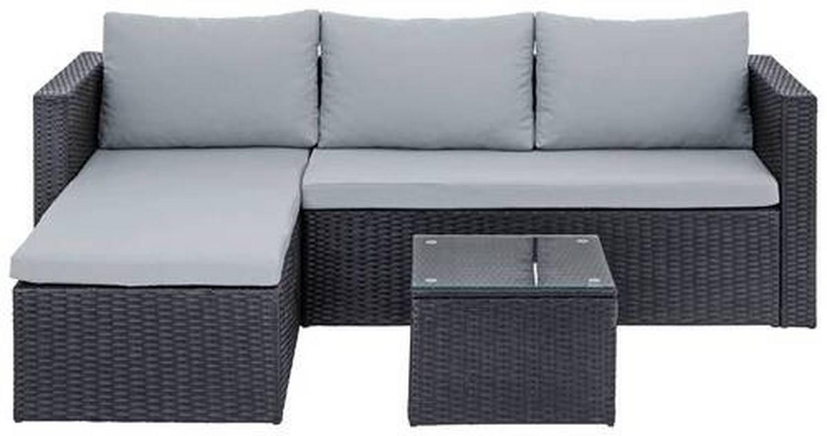 Lounge-garnitúra Sky - fekete/sötétszürke, Modern, műanyag/Üveg (137/198cm) - Ondega
