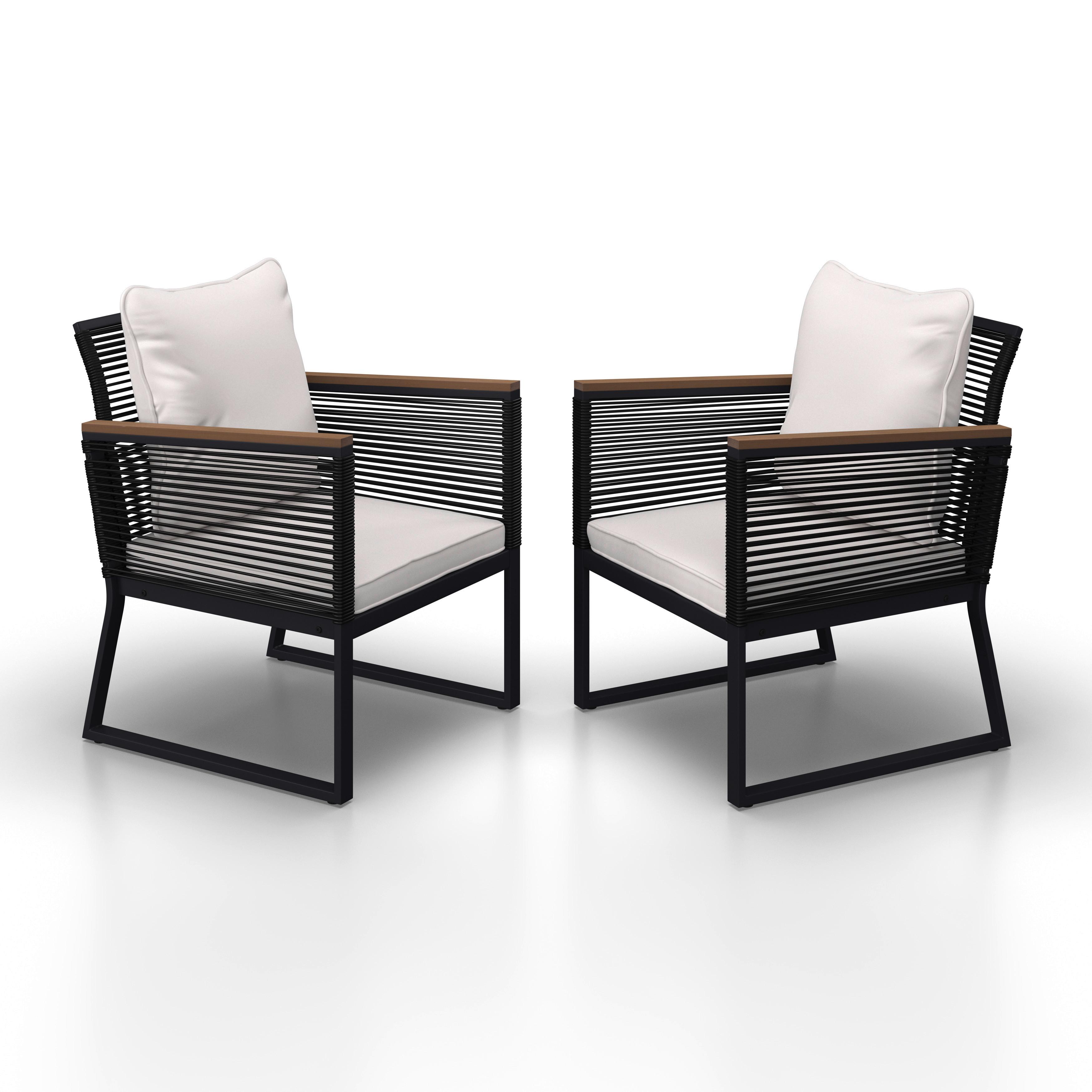 SADA ZÁHRADNÝCH KRESIEL TONI - čierna/krémová, Modern, kov/textil (56/70/76cm) - Bessagi Garden