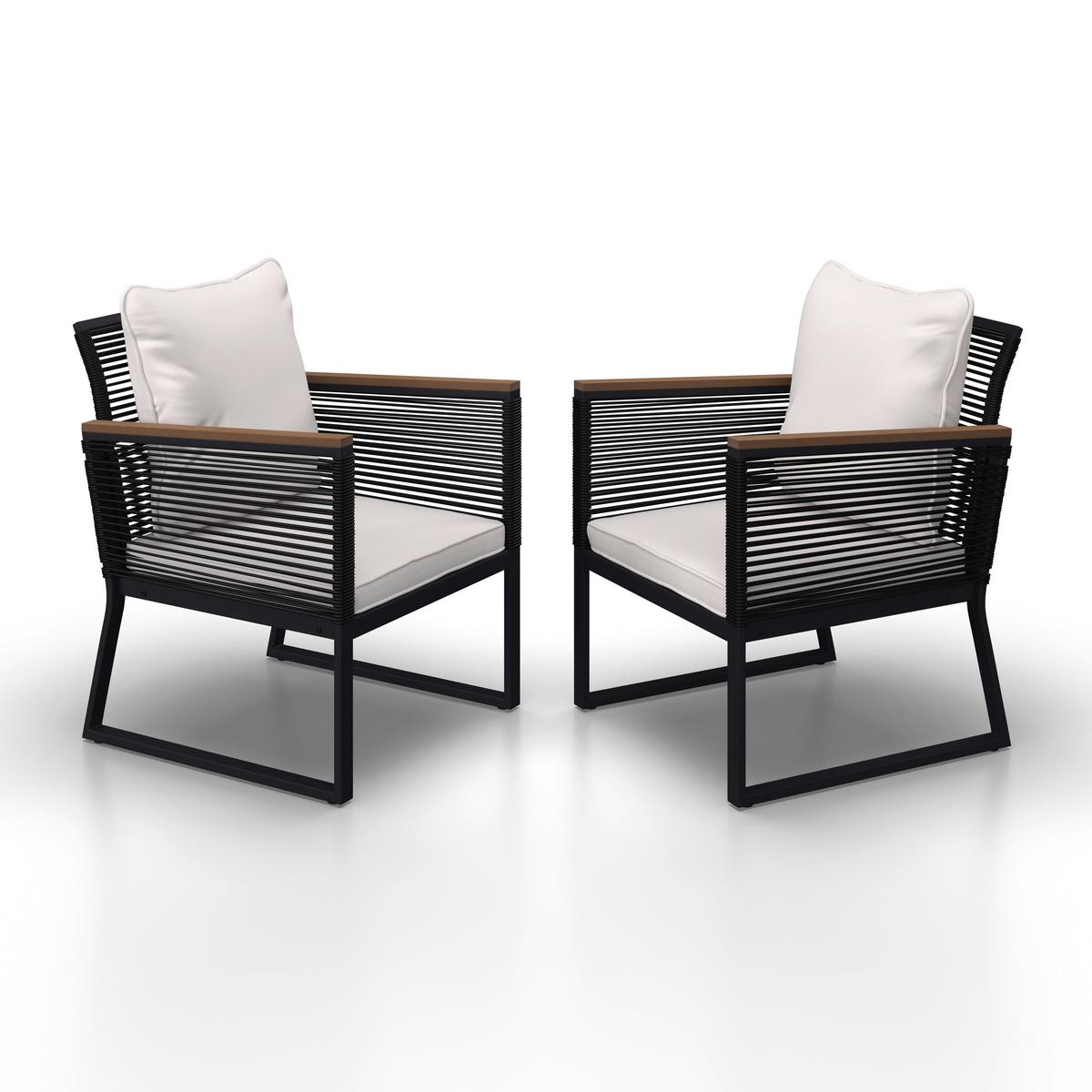 SADA ZÁHRADNÝCH KRESIEL TONI - čierna/krémová, Modern, kov/textil (56/70/76cm) - Bessagi Garden