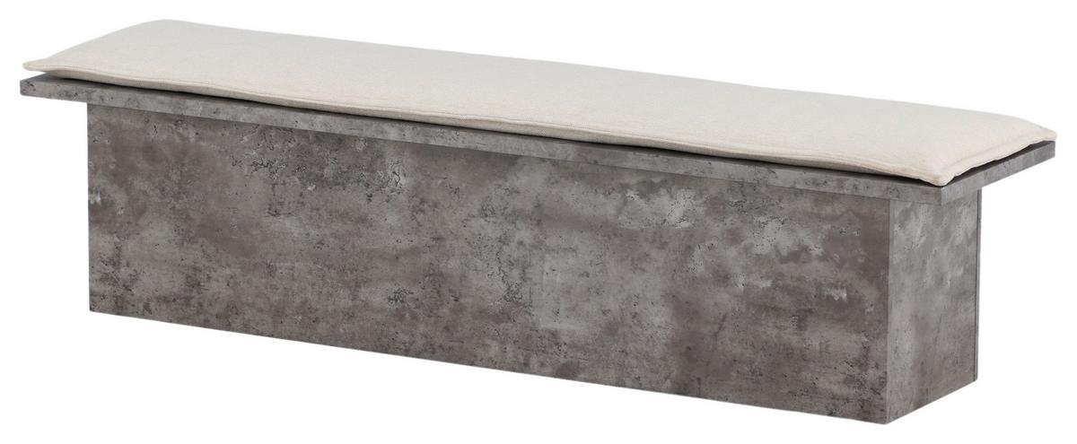 Sitzbank Kellogg - Weiß/Grau, Design, Holzwerkstoff/Textil (160/45/40cm) - Livetastic