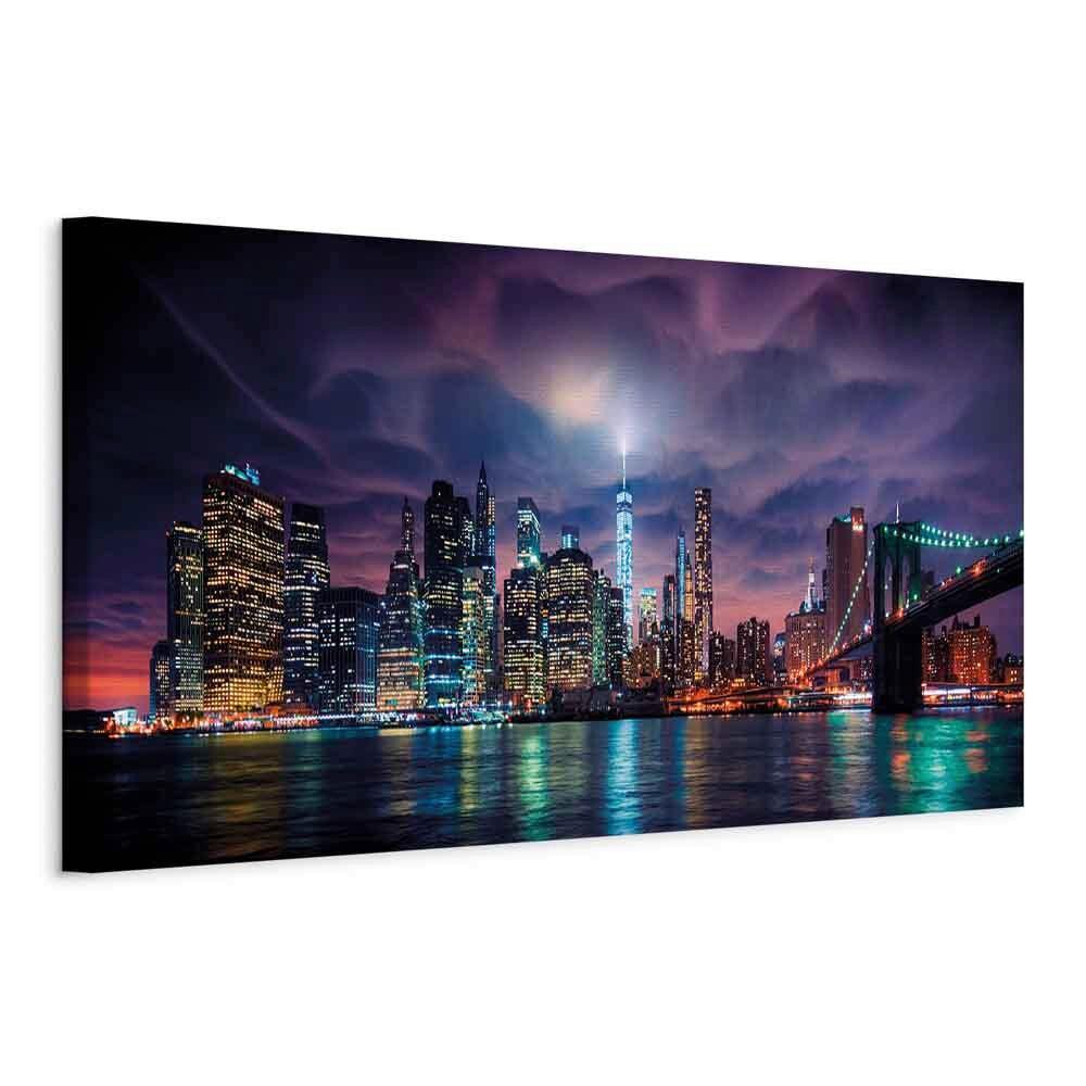 Leinwandbild Dark City Multicolor B: 150 cm - Multicolor, Basics, Holz/Textil (150/50/1.2cm) - artgeist