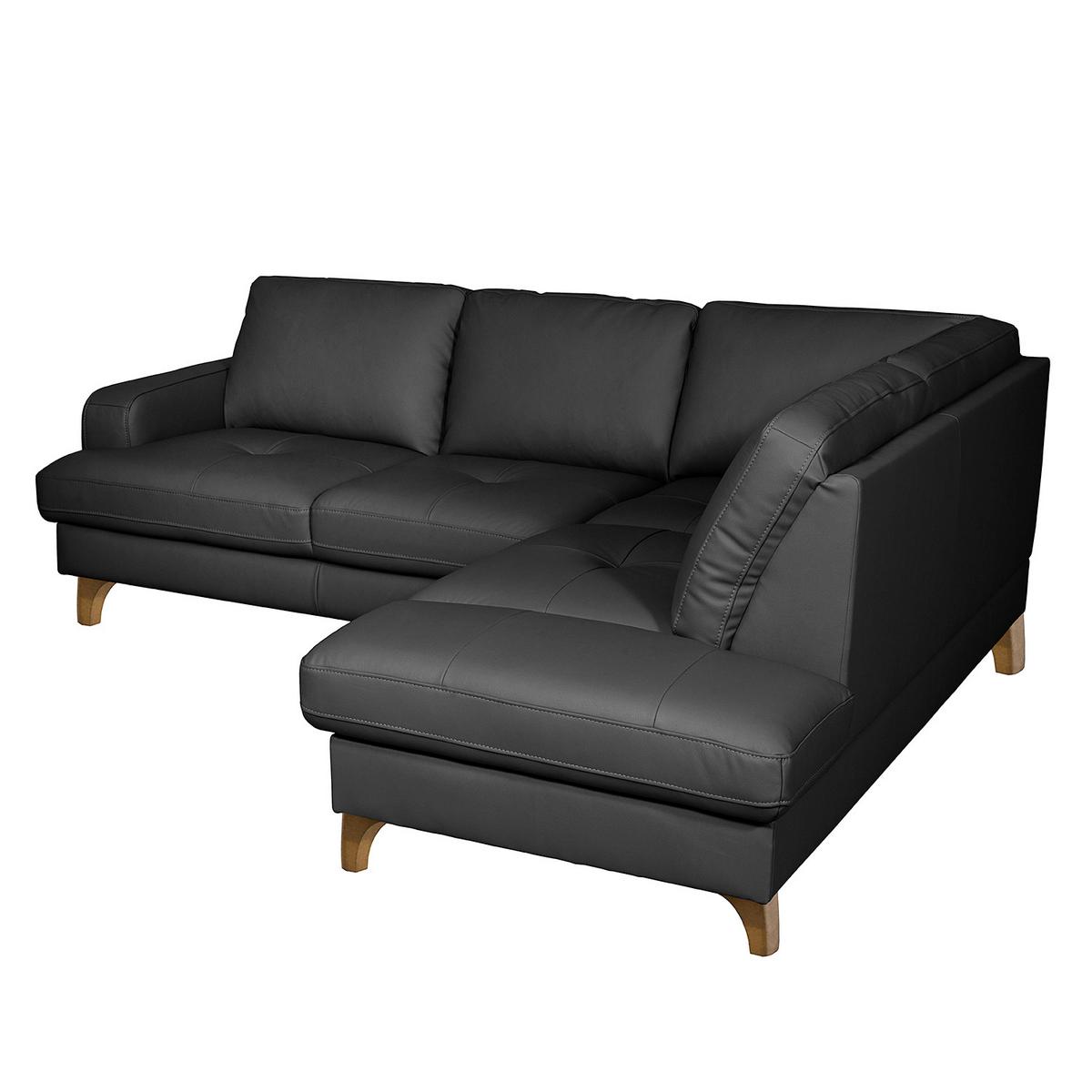 Ecksofa Fargo Schwarz B: 234x190 Cm - Buchefarben/Schwarz, Design, Leder/Textil (234/190cm) - Livetastic