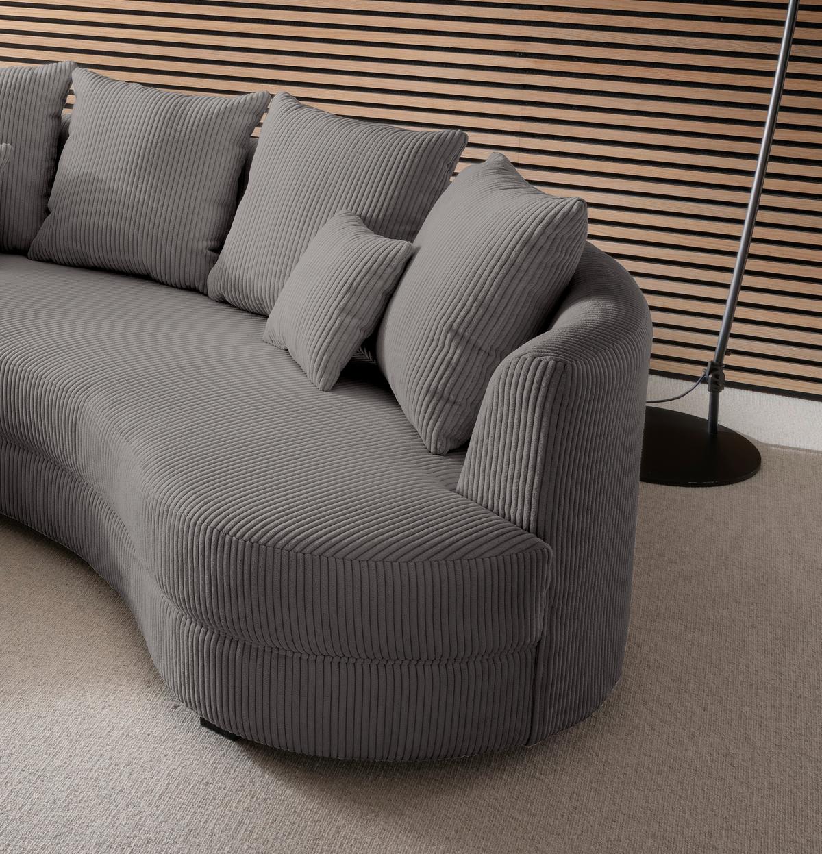 Wohnlandschaft Limoncello Grau S: 160x300 cm - Schwarz/Grau, Design, Textil (160/300cm) - Livetastic