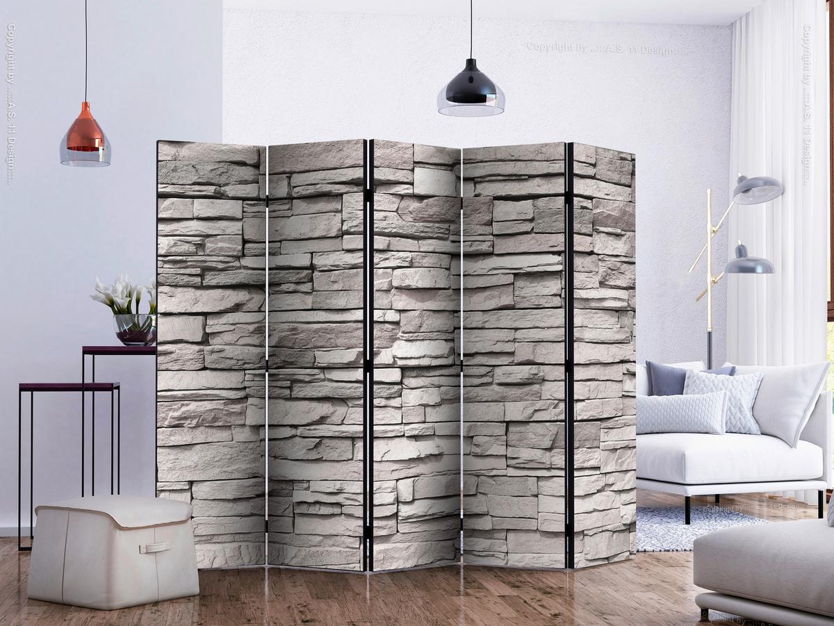 Paravent Grau Beige B: 225 Cm - Beige/Grau, Basics, Holz/Textil (225/172/3cm) - artgeist