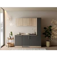 KÜCHENBLOCK Ingrid, Grau B: 180 cm - Eichefarben/Grau, Design, Holzwerkstoff (180cm) - Respekta
