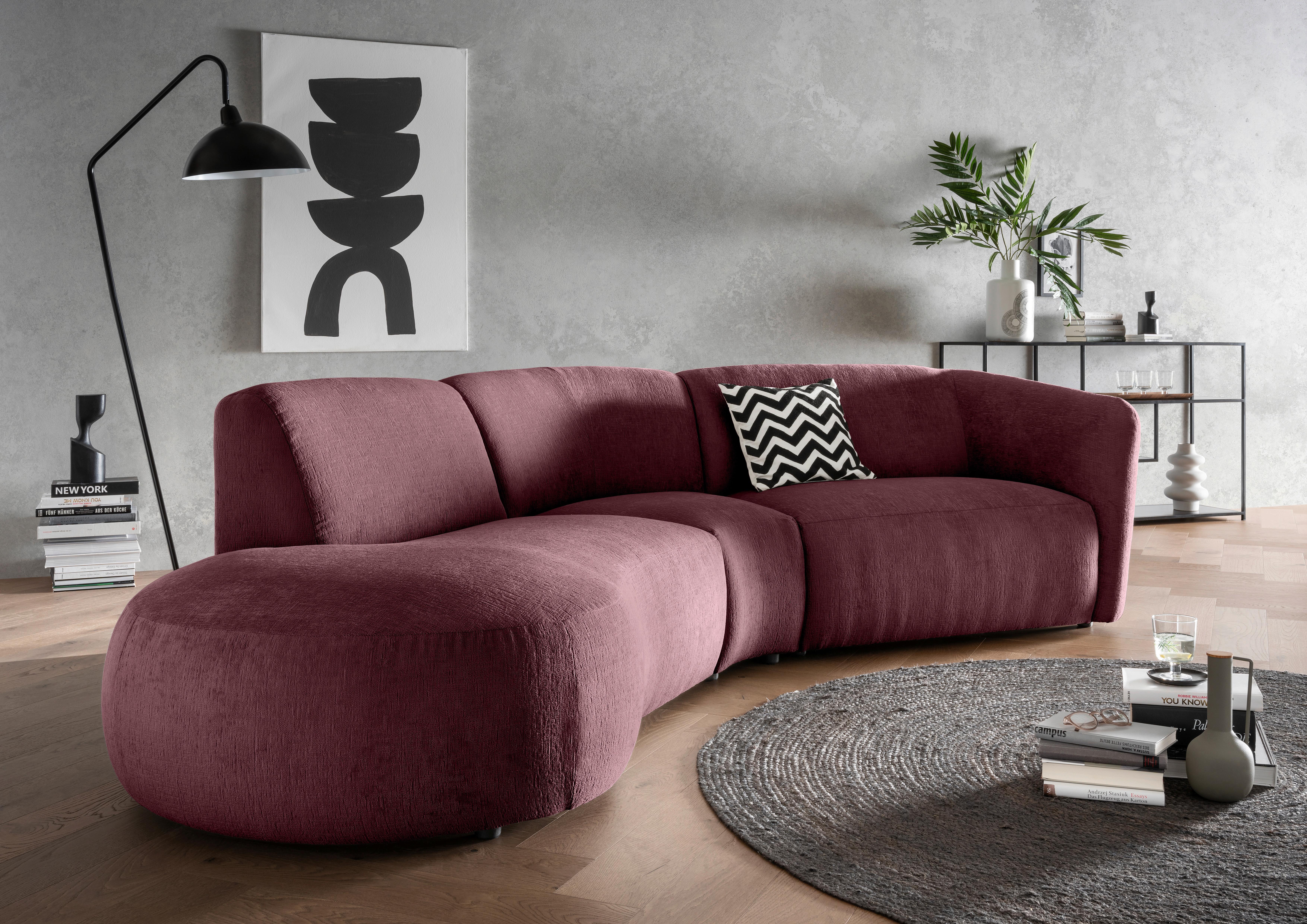 Ecksofa Jesi, Bordeaux S: 182x276 Cm - Bordeaux/Schwarz, MODERN, Textil (182/276cm) - Livetastic