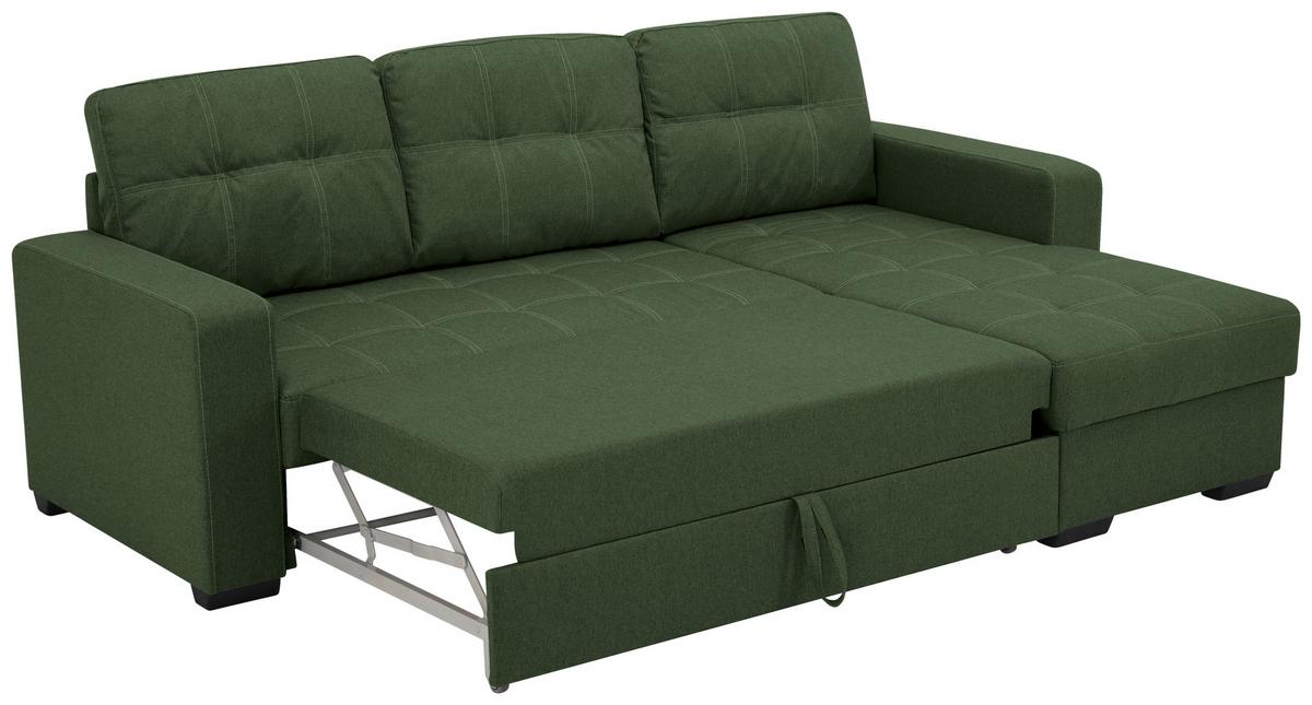 Eckschlafsofa Mediolan Grün S: 240x160 cm - Schwarz/Grün, Design, Textil (240/160cm) - Livetastic