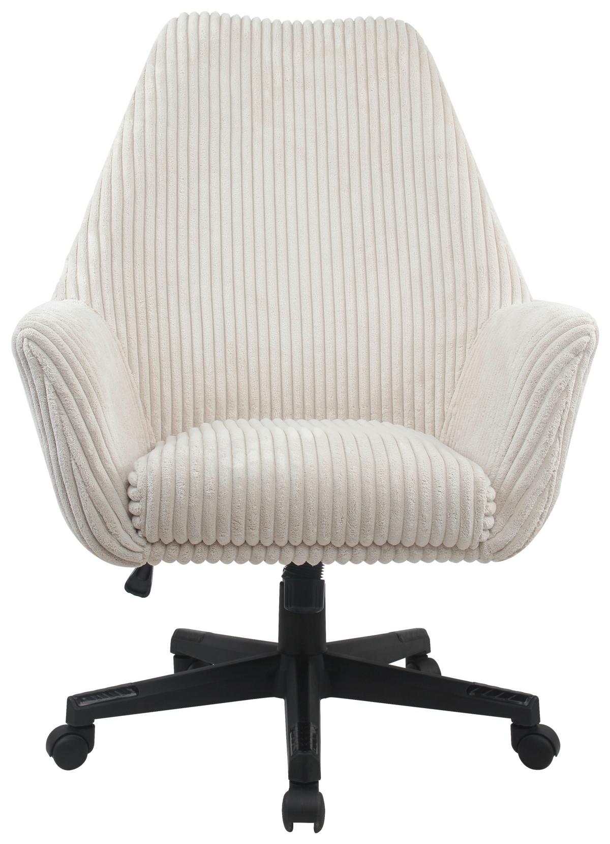 Drehstuhl Leone Mit Armstützen Kord Creme - Creme/Schwarz, MODERN, Kunststoff/Textil (66/137/68cm) - MID.YOU