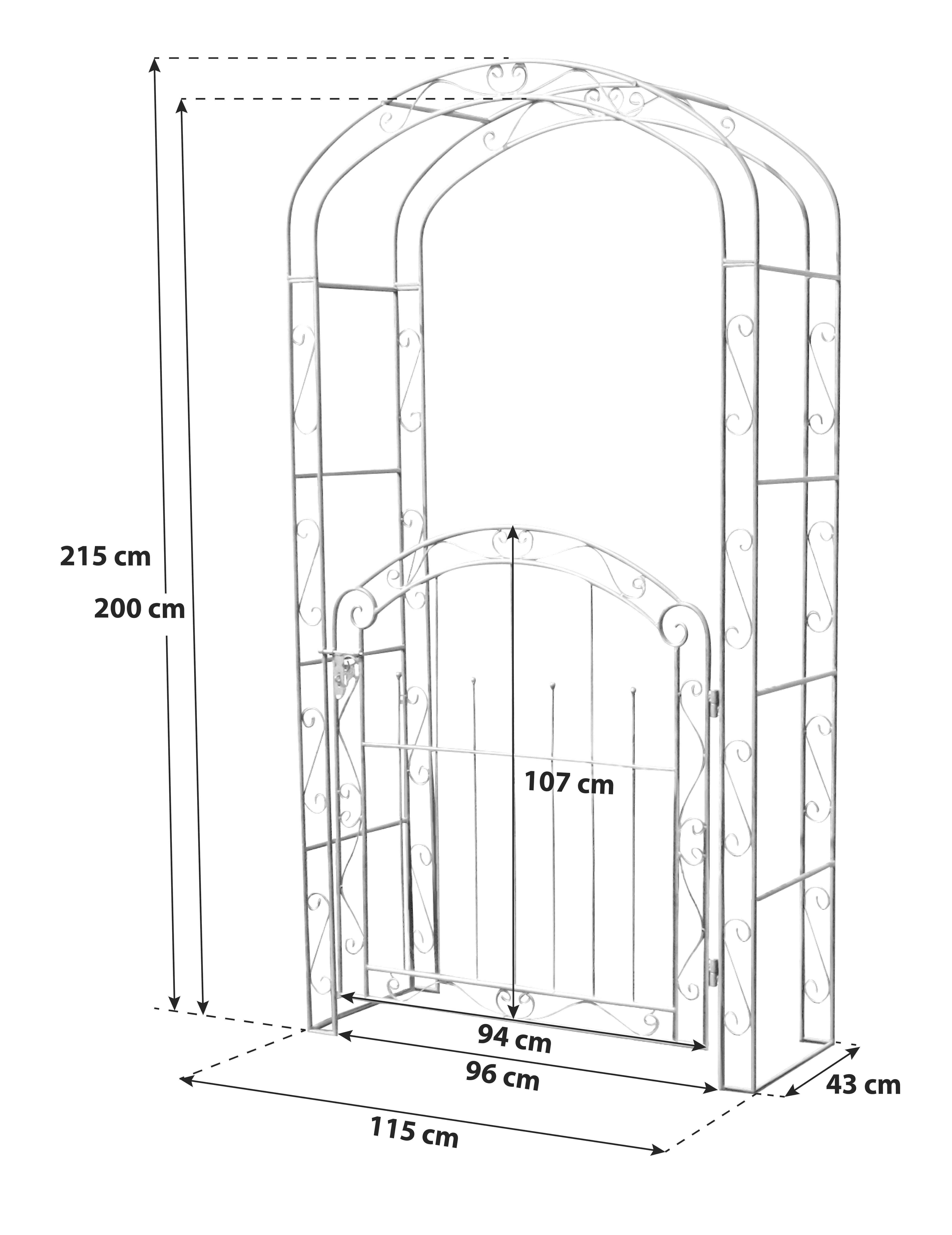 Rosenbogen mit Tür Metall Mayon BxHxT 115x215x43 cm - Rostfarben, MODERN, Metall (115/215/43cm)