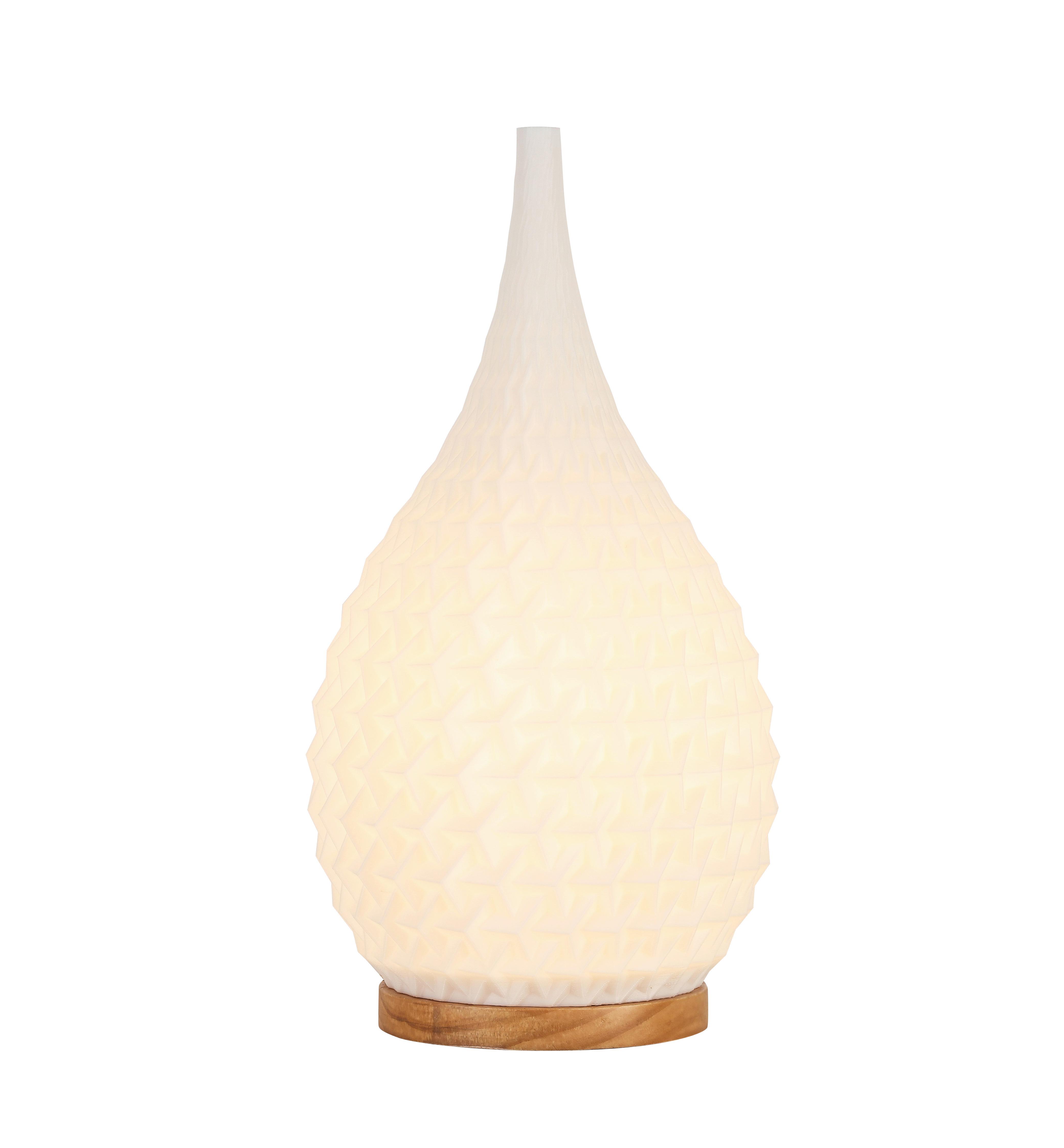 Stolní svítidlo Jotog, V: ca 31,5cm, bílá - bílá/barvy dubu, Moderní, dřevo/plast (16,5/31,5cm) - Mömax