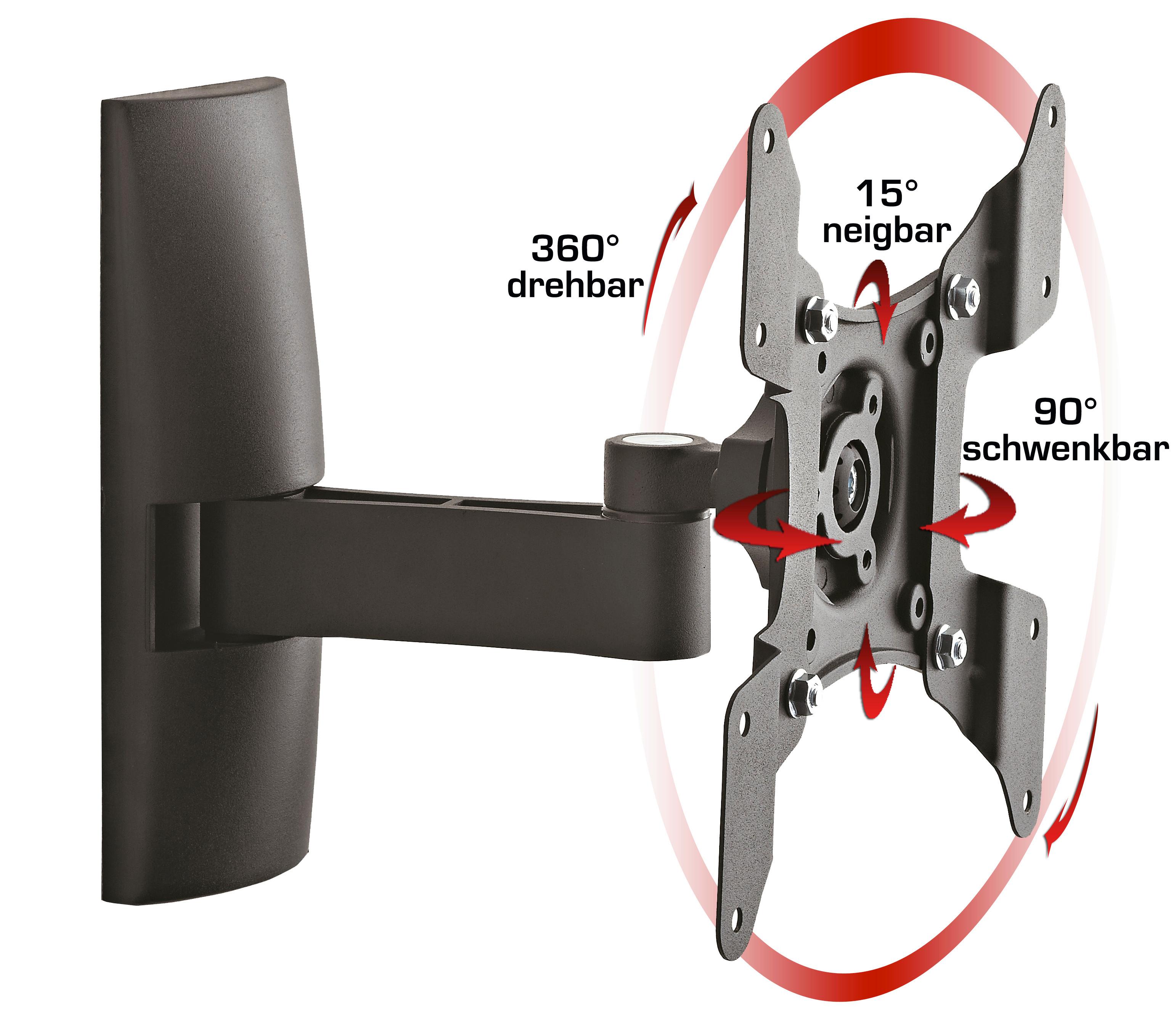 Tv-wandhalterung Bis 37“ Dreh- U. Ausziehbar Ts1 Max. 15 Kg - Schwarz, KONVENTIONELL, Metall (20/23/23cm) - MID.YOU