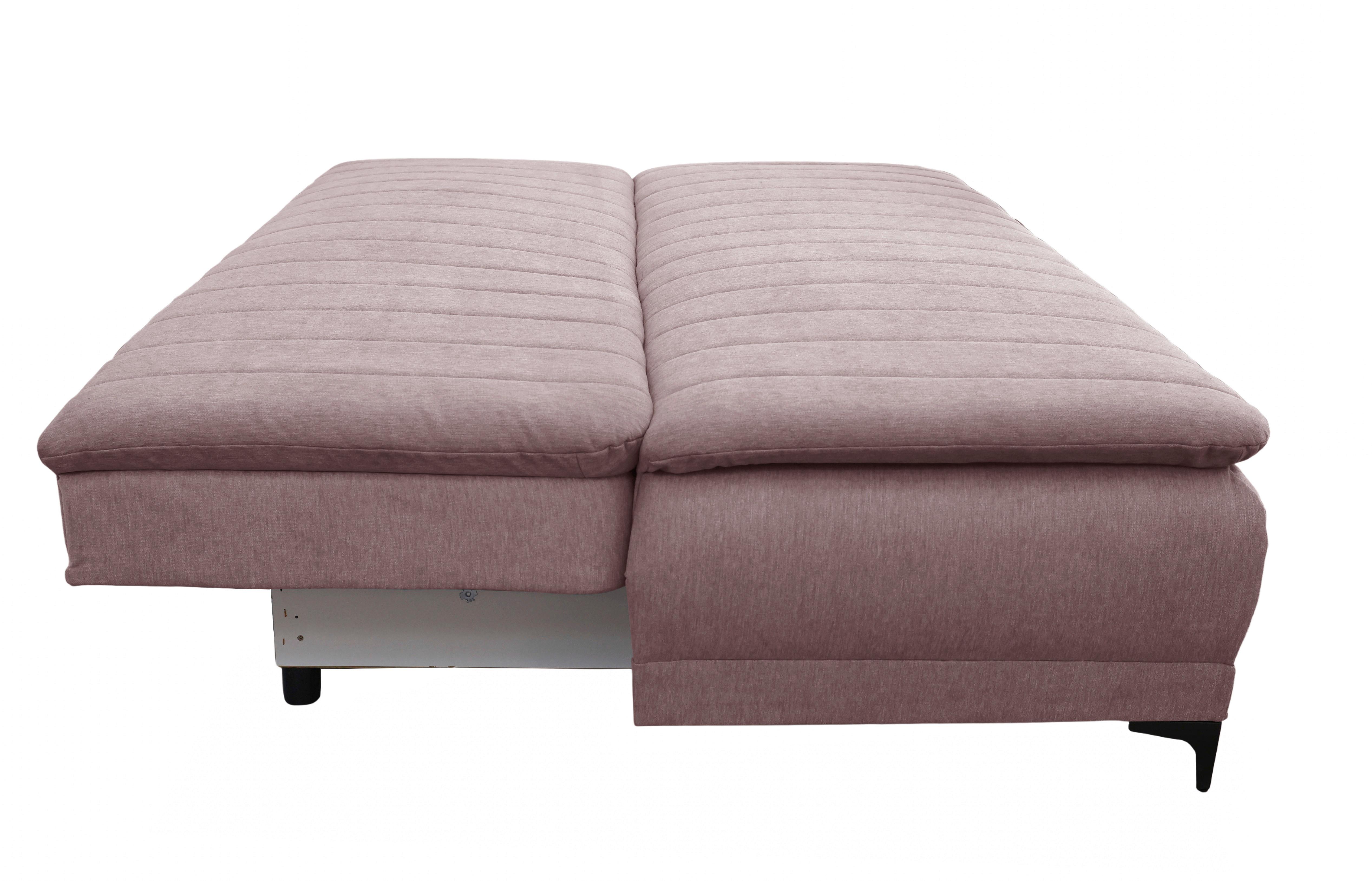 Schlafsofa Moliss Rosa B: 202 cm - Schwarz/Rosa, Basics, Textil (202/98/78cm) - Livetastic