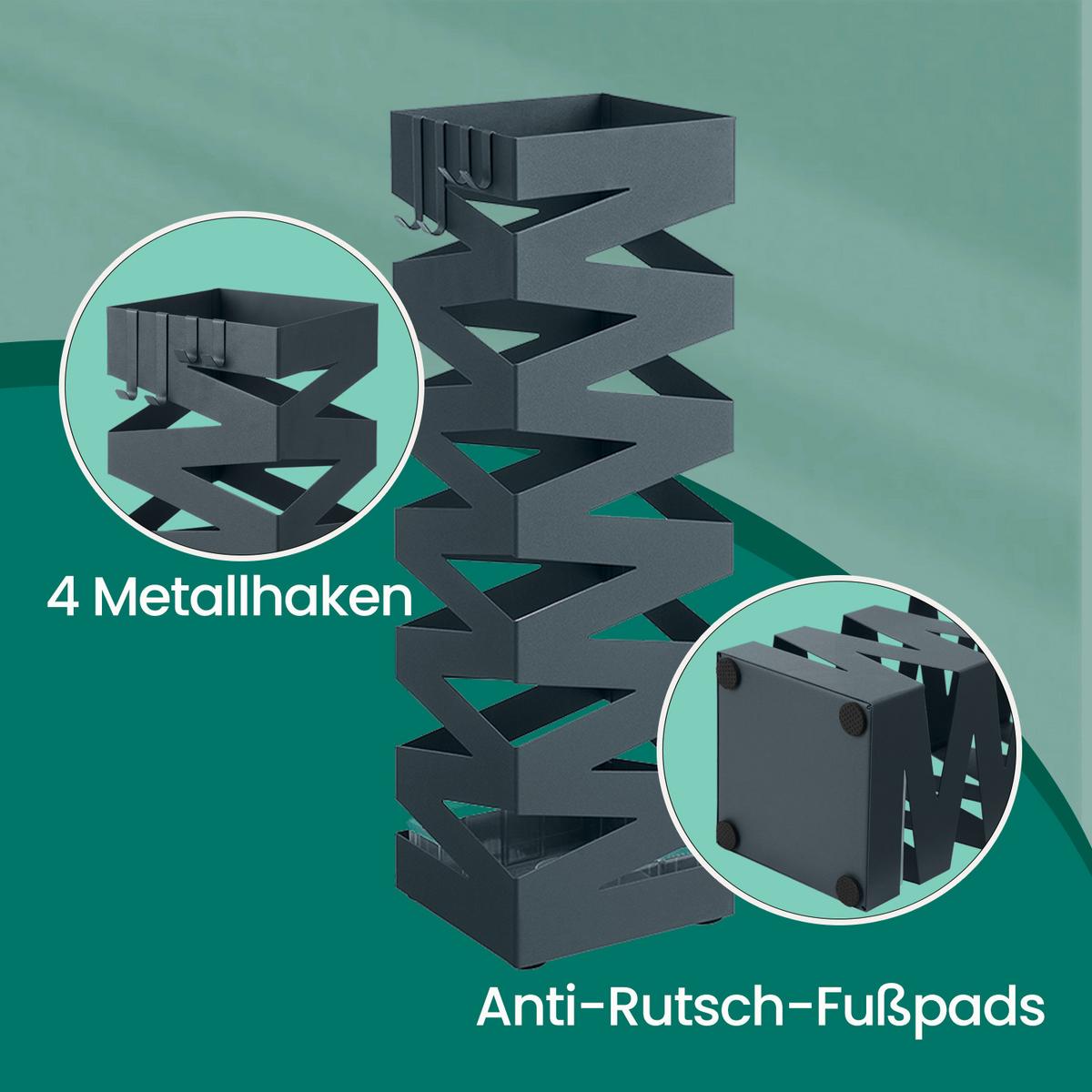 SCHIRMSTÄNDER Grau B: 15,5 cm - Grau, Basics, Metall (15,5/49/15,5cm)