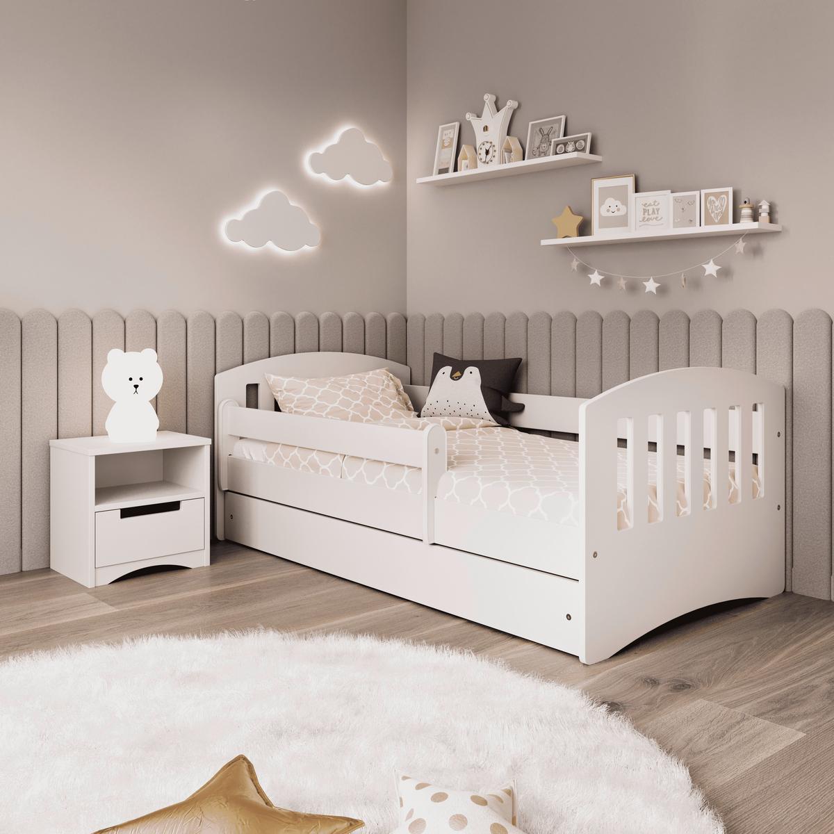 KINDER-/JUNIORBETT Classic Weiß 80x140cm - Birkefarben/Weiß, MODERN, Holz/Holzwerkstoff (80/140cm) - MID.YOU