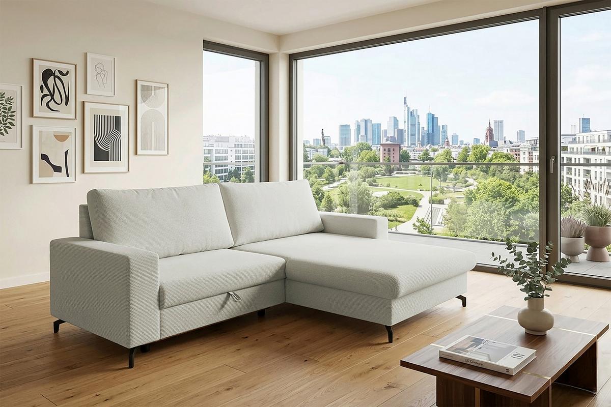 Ecksofa Clara Creme B: 240 Cm - Creme, MODERN, Textil (240/87/177cm)