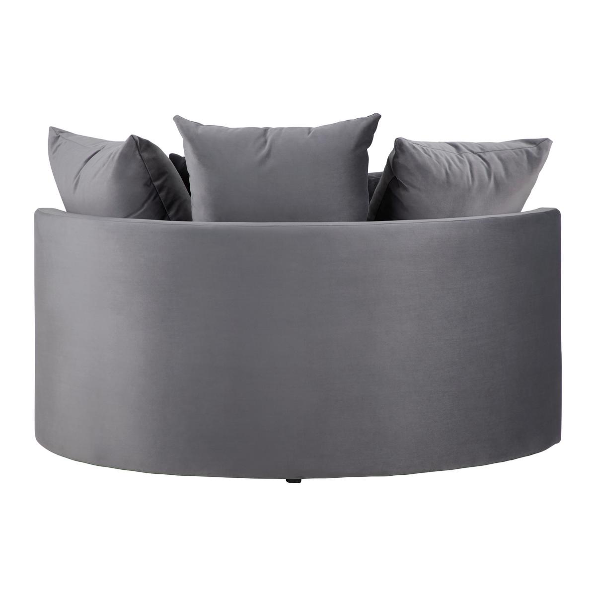 Kulatá pohovka s poštáři ELENA, šedá - šedá/černá, Moderní, dřevo/textil (130/65/140cm) - Bessagi Home