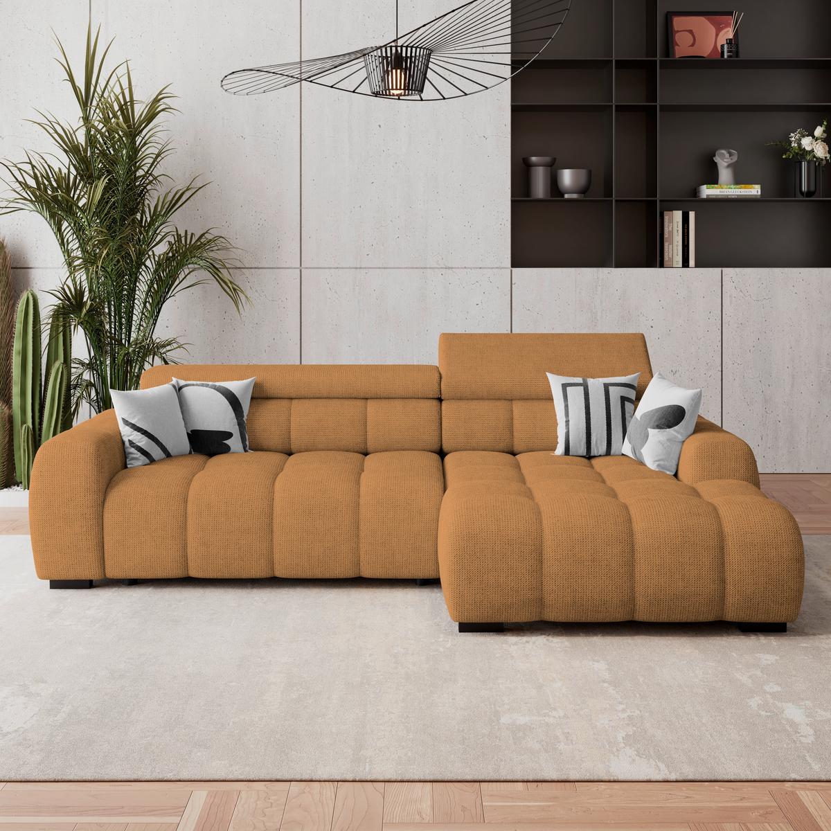 Ecksofa Fargo S Dunkelbraun, B: 285 Cm - Rostfarben/Dunkelbraun, Trend, Textil (285/168cm)