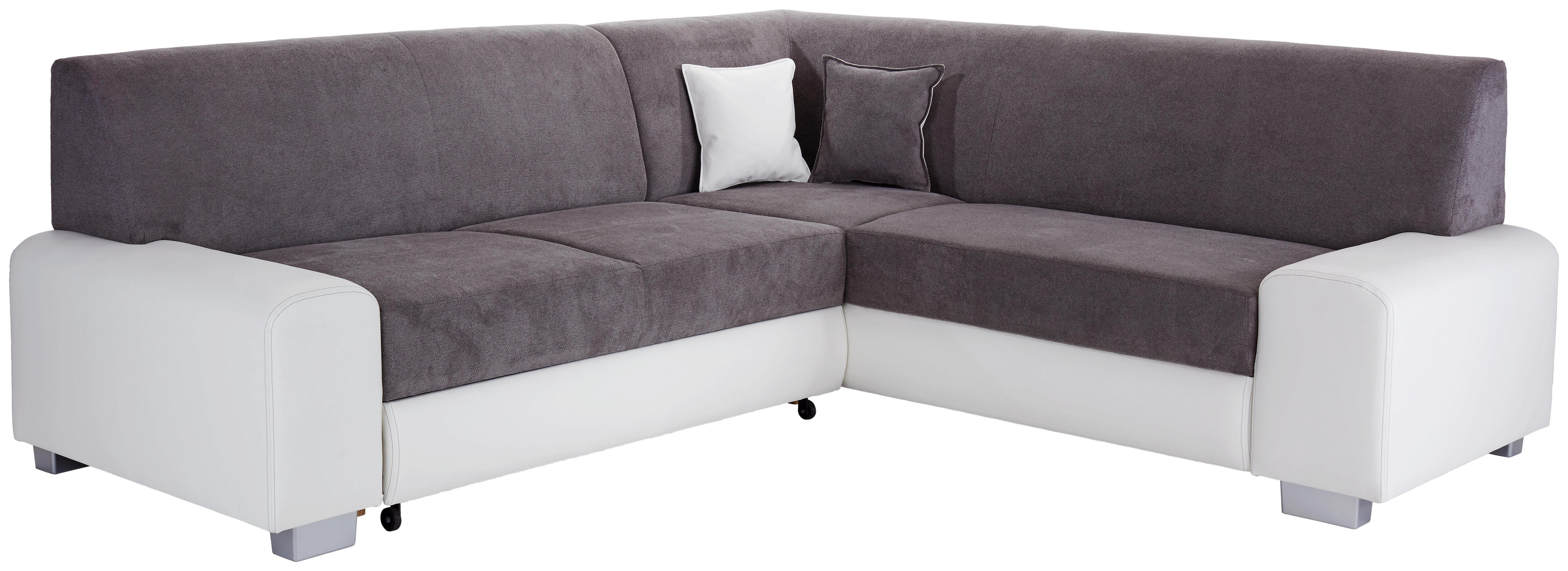 Sarokgarnitúra Miami - Szürke/Fehér, Basics, Műanyag/Fa (260/210cm) - Ombra