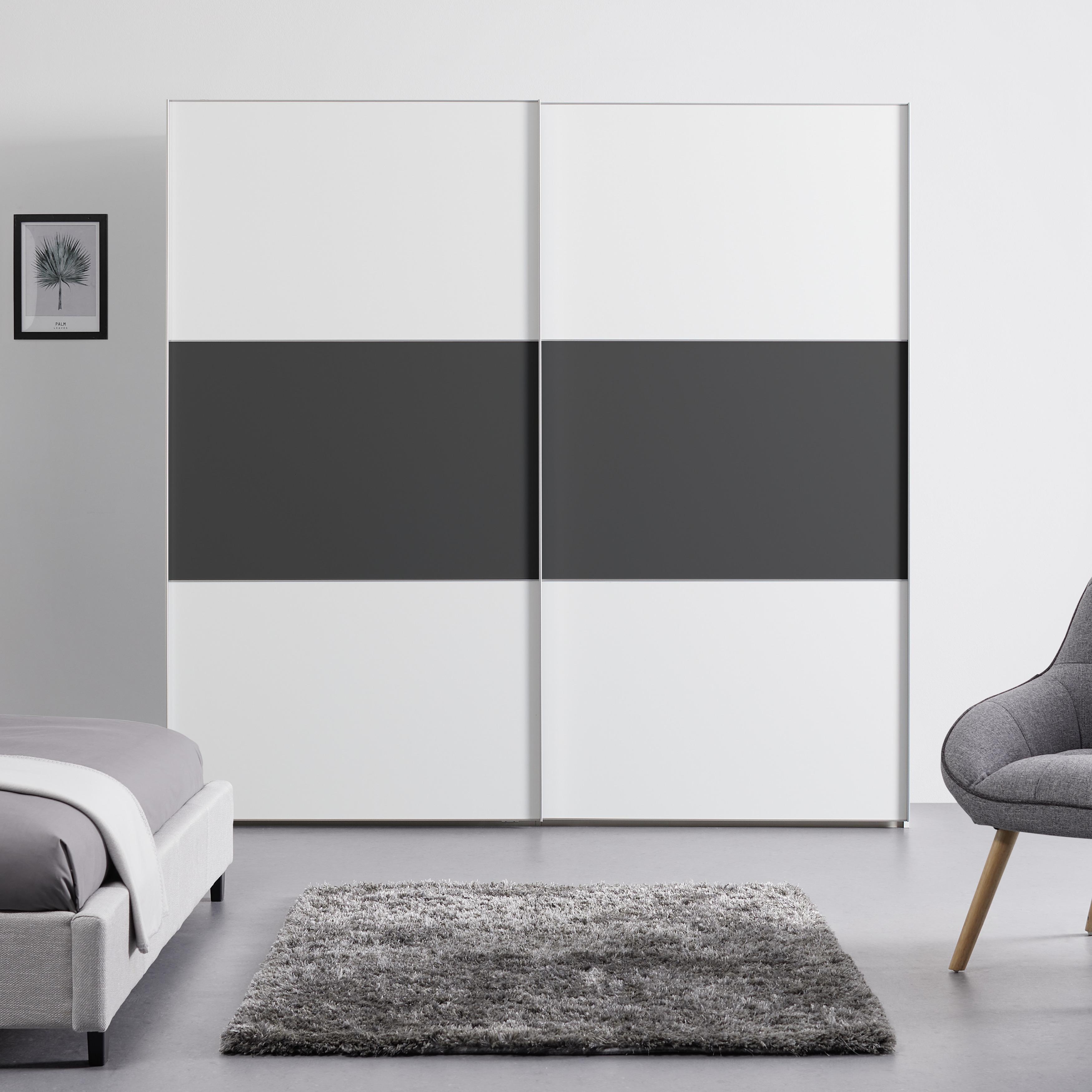 Schwebetürenschrank Includo Weiß/Anthrazit Zimmer