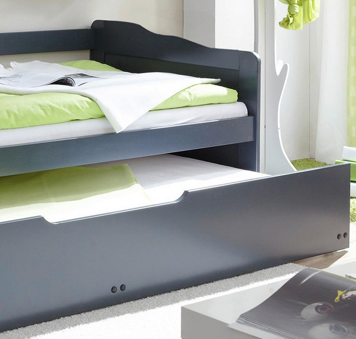 Ausziehbett Echtholz Massiv 90x200 Marianne, Grau - Grau, Natur, Holz/Kunststoff (90/200cm) - MID.YOU