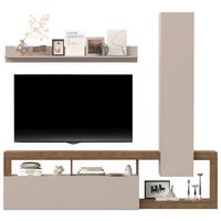 Wohnwand Hamburg Eiche Dekor/kaschmir B: 219cm - Kaschmir/Eichefarben, MODERN, Holzwerkstoff (219/200/35cm)