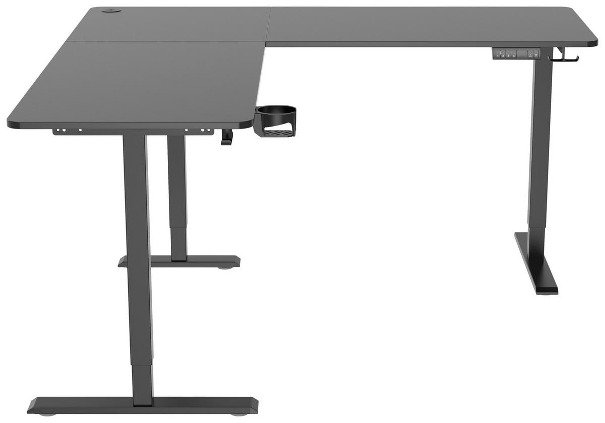 Eckschreibtisch Nimi Schwarz L: 160cm - Schwarz, MODERN, Holzwerkstoff/Kunststoff (160/160/72-117cm) - Livetastic