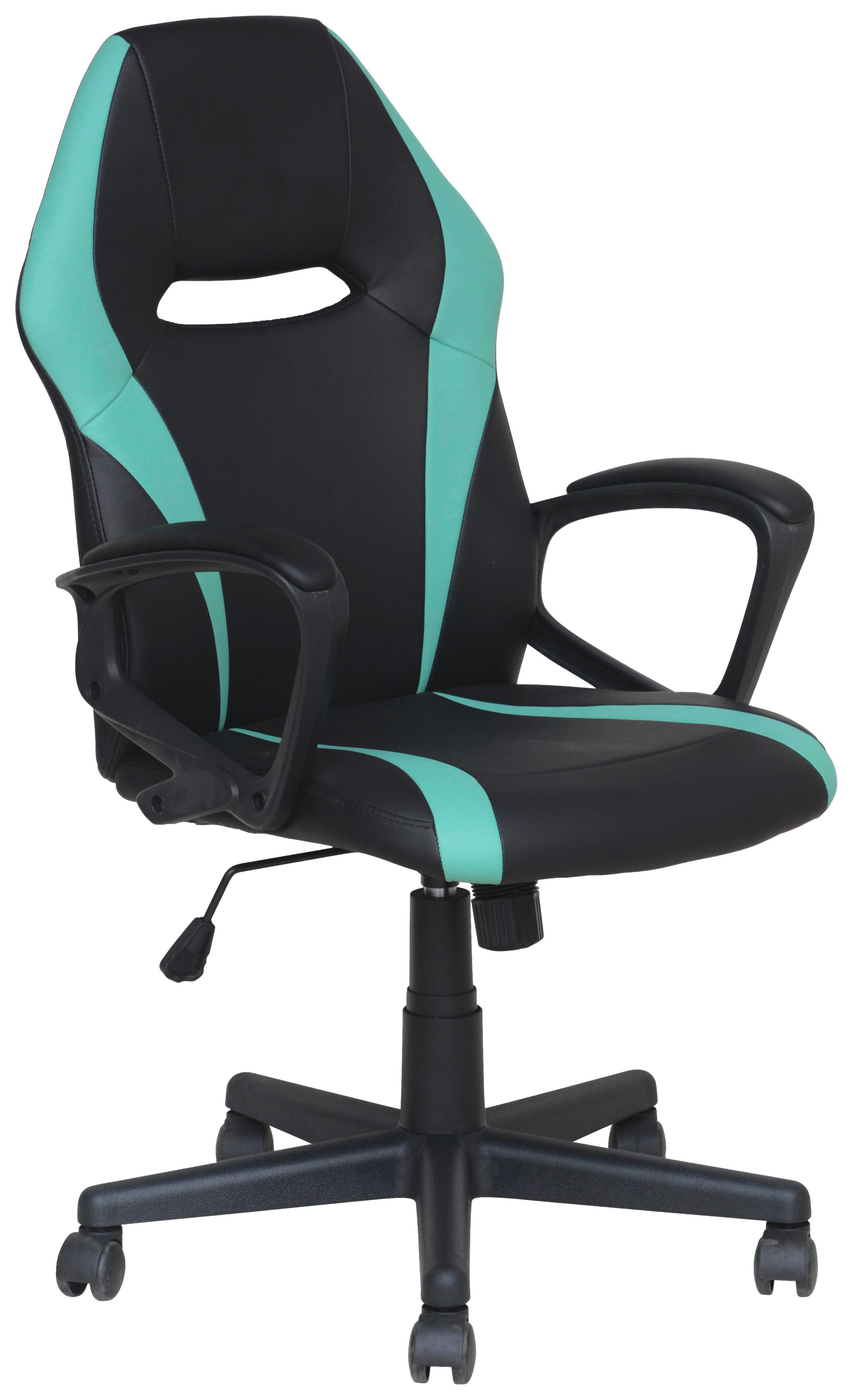 Drehstuhl Aron - Schwarz/Mintgrün, MODERN, Kunststoff/Textil (57/100-112/61,5cm)