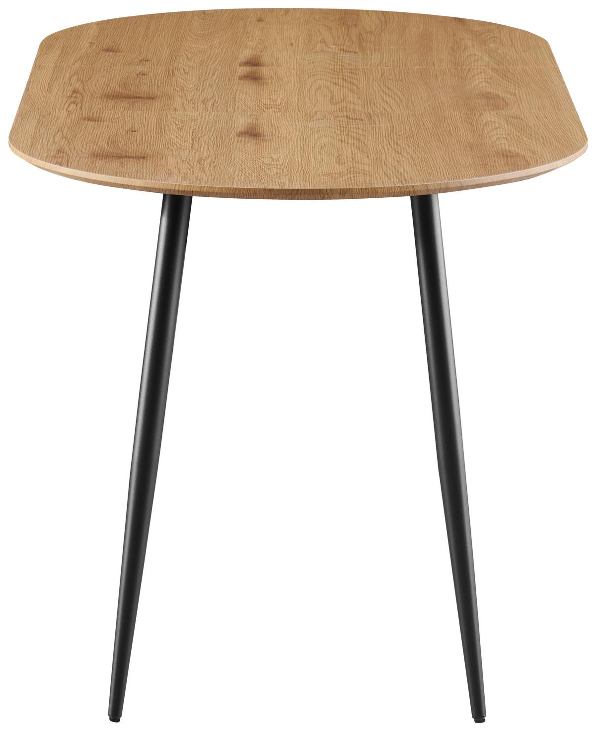 Ausziehtisch Lias 120 Az Mdf Eiche Dekor, B: 120-160 Cm - Eichefarben/Schwarz, KONVENTIONELL, Holzwerkstoff/Metall (120-160/75/80cm) - MID.YOU