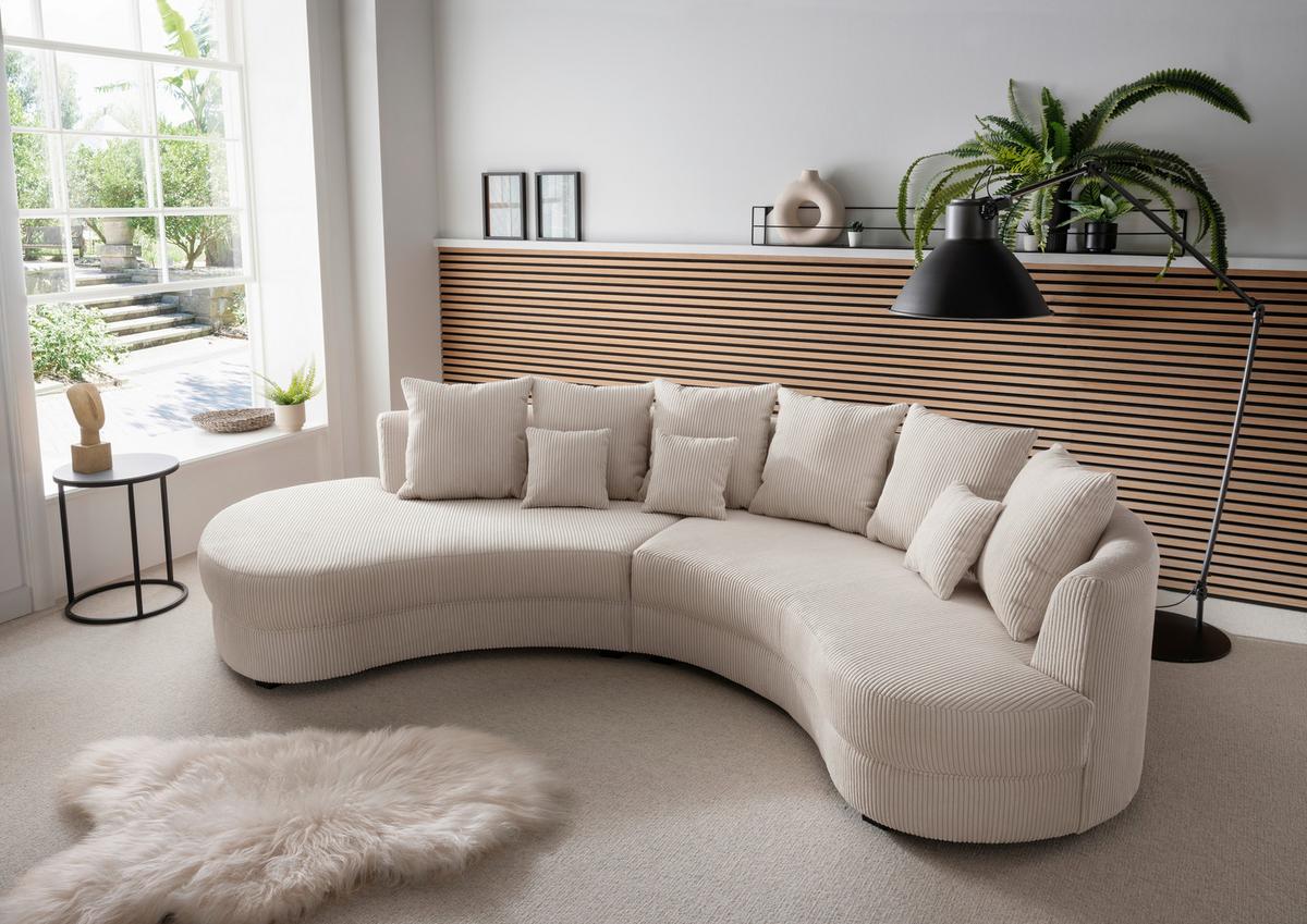 Wohnlandschaft Limoncello Beige S: 160/300 Cm - Beige/Schwarz, Design, Textil (160/300cm) - Livetastic